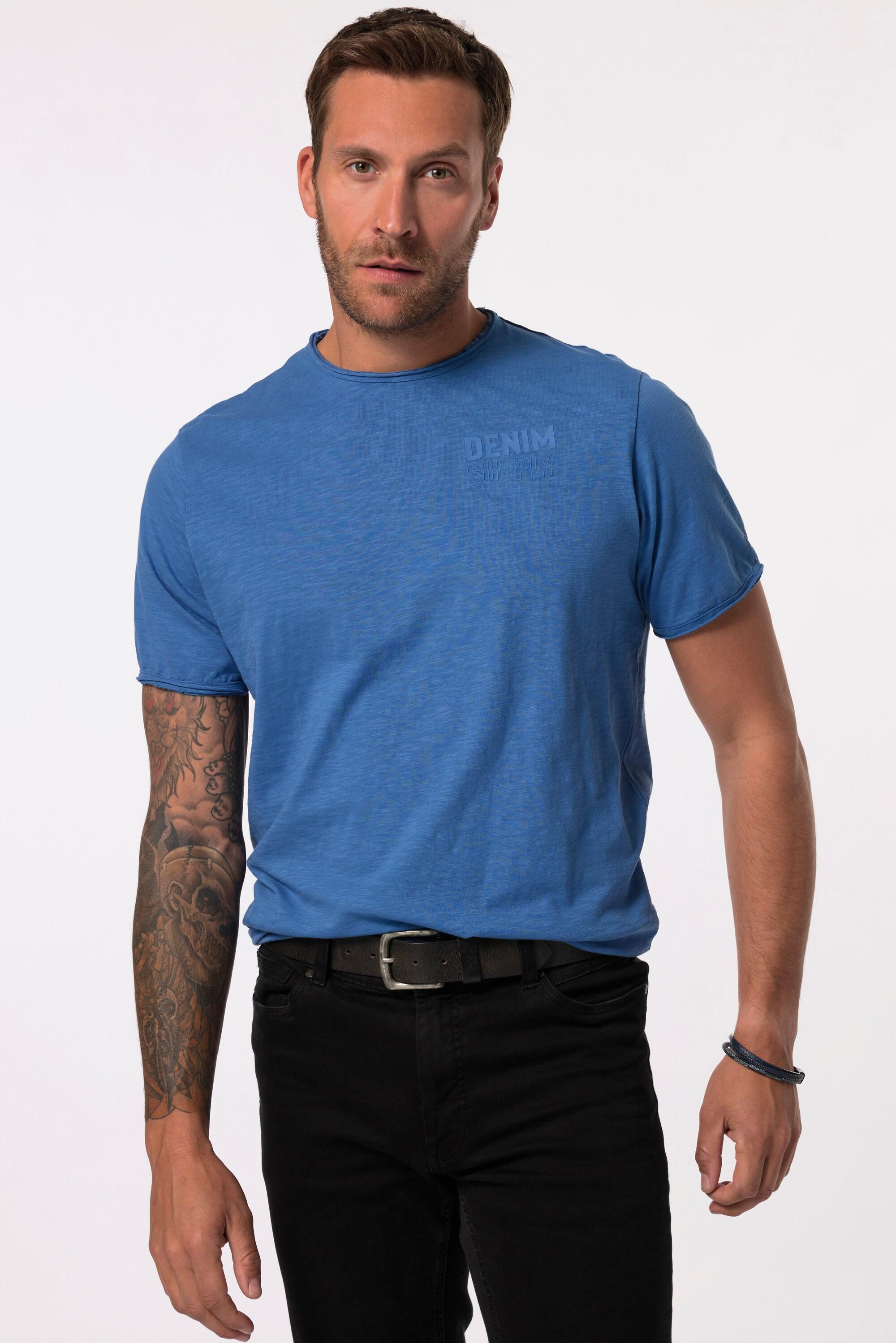 JP1880 T-Shirt Halbarm Brustprint offene Kanten