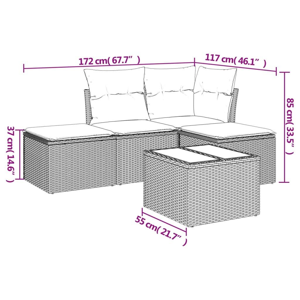 VidaXL Garten sofagarnitur poly-rattan