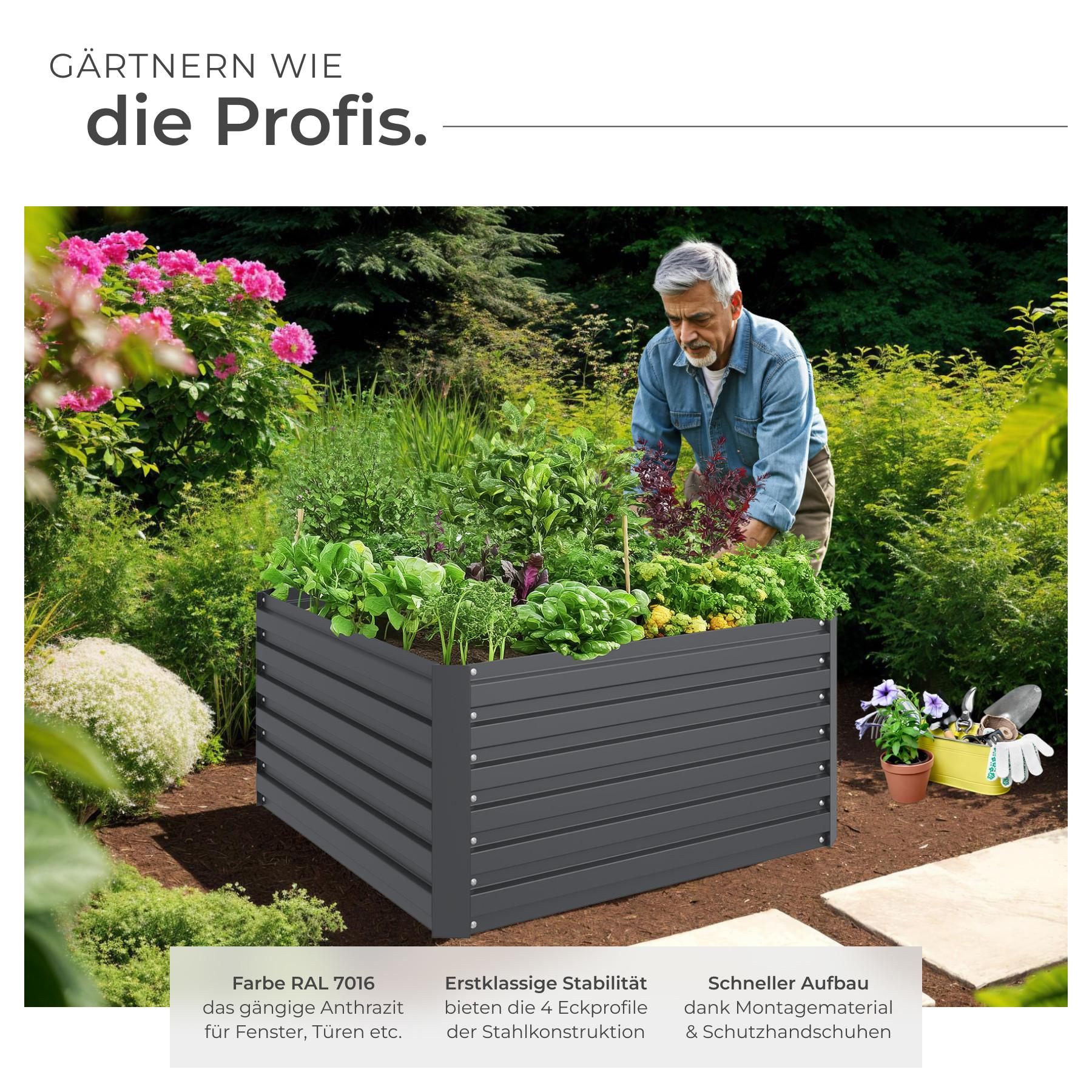 Tectake Hochbeet Blomma, 540l, verzinkt, 100x100x56cm