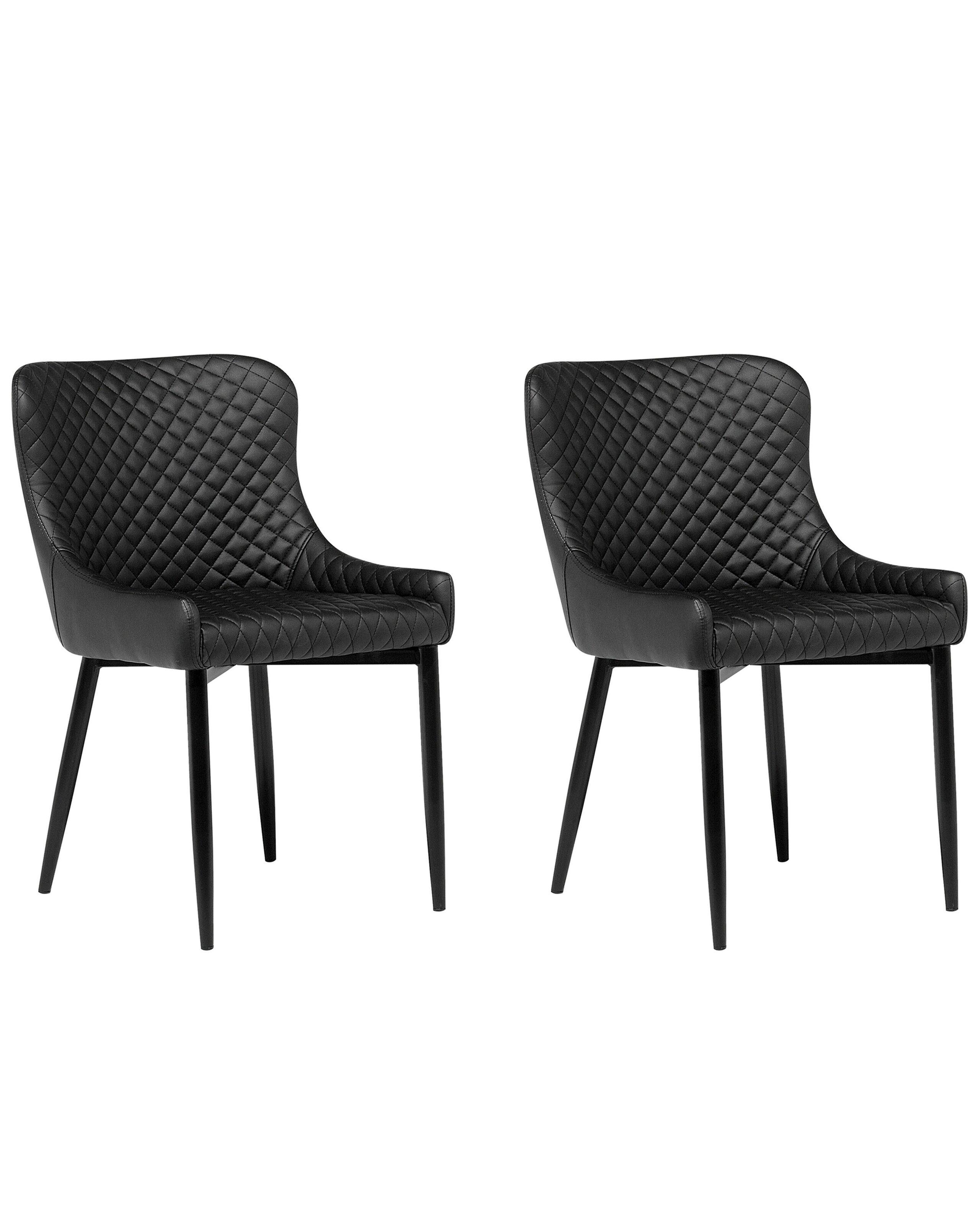 Beliani Esszimmerstuhl 2er Set aus Kunstleder Glamourös SOLANO