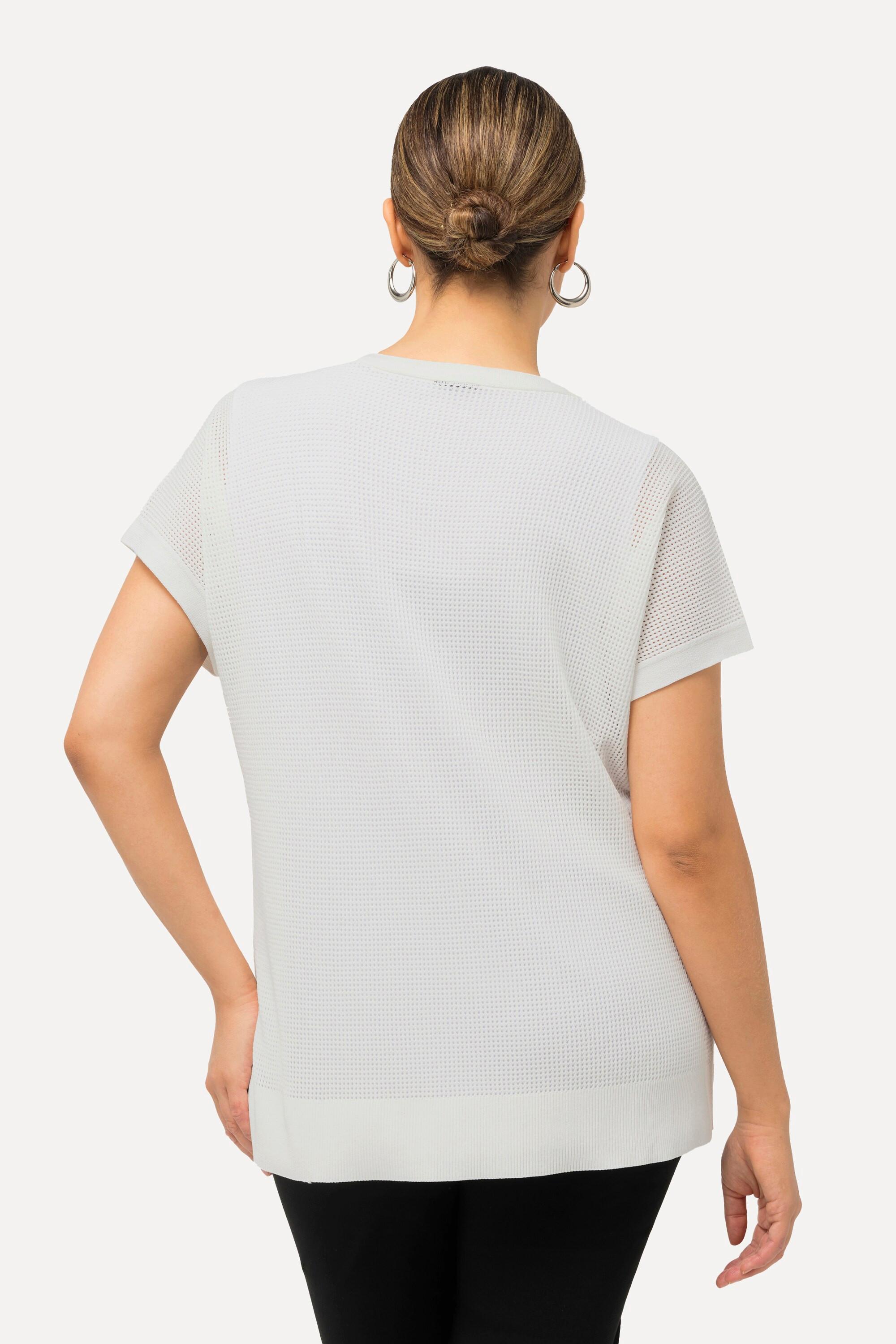 Ulla Popken Pullover, Struktur, Oversized, V-Ausschnitt, ärmellos