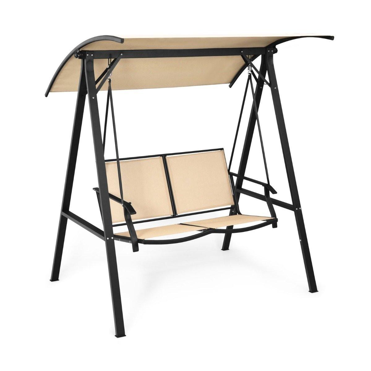 Northio Hollywoodschaukel mit verstellbarem Dach 2-Sitzer Gartenschaukel 152 x 112 x 165 cm Beige