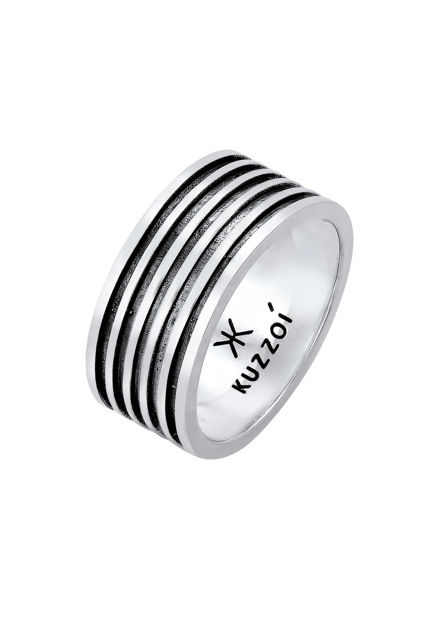 Kuzzoi Ring Bandring Massiv Rillen 925 Silber