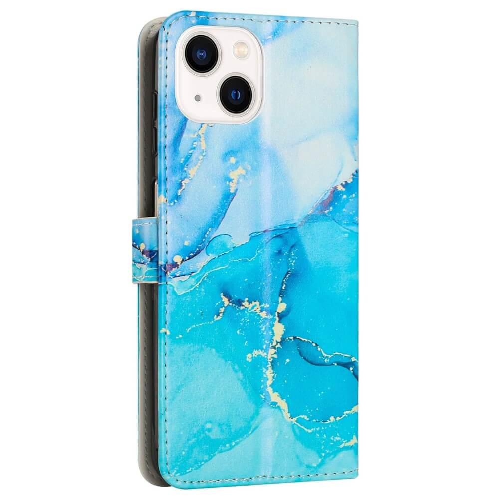 Cover-Discount iPhone 14 Plus - Leder Hülle Blue Marble