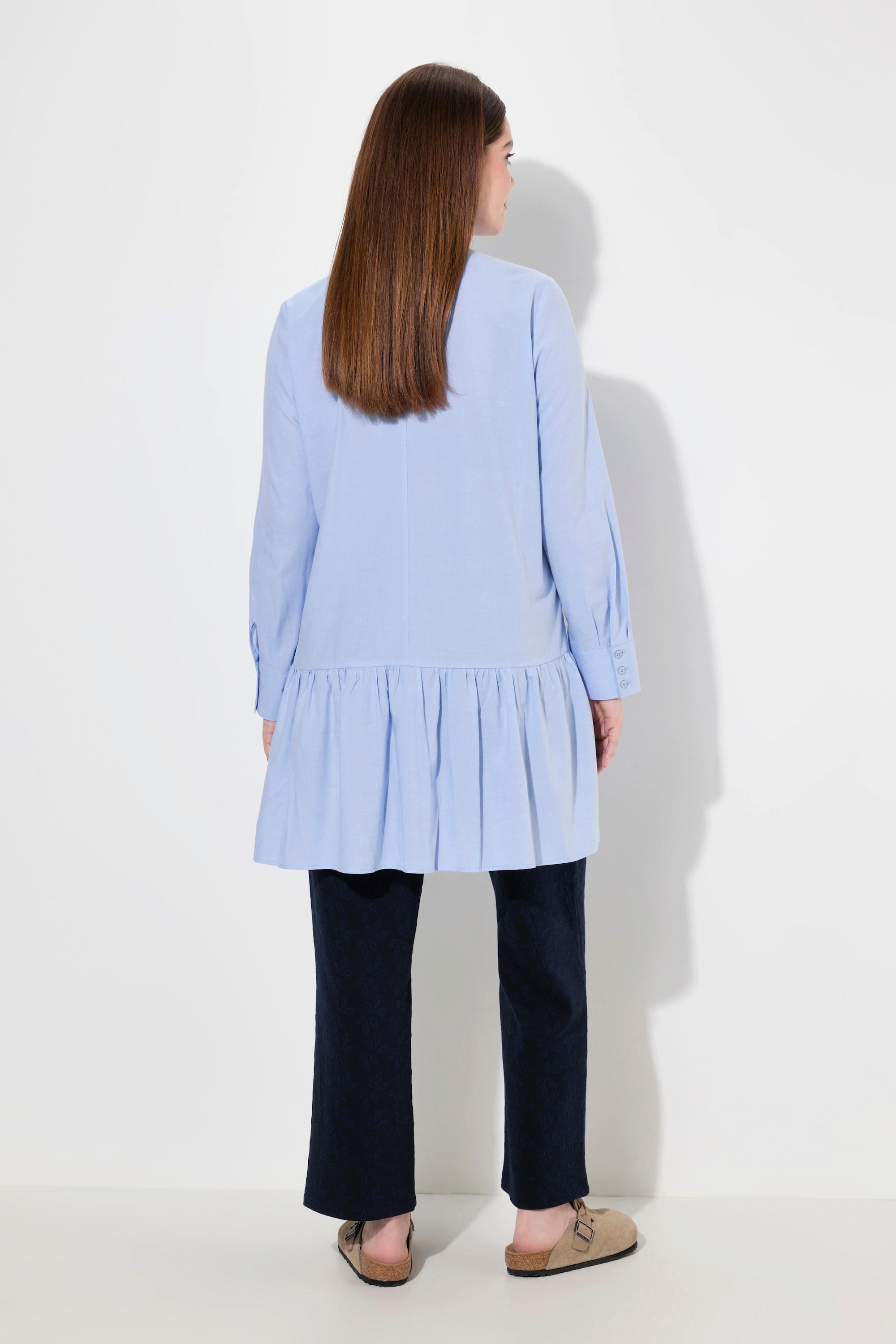 Ulla Popken Hemdbluse Volantsaum Hemdkragen Langarm