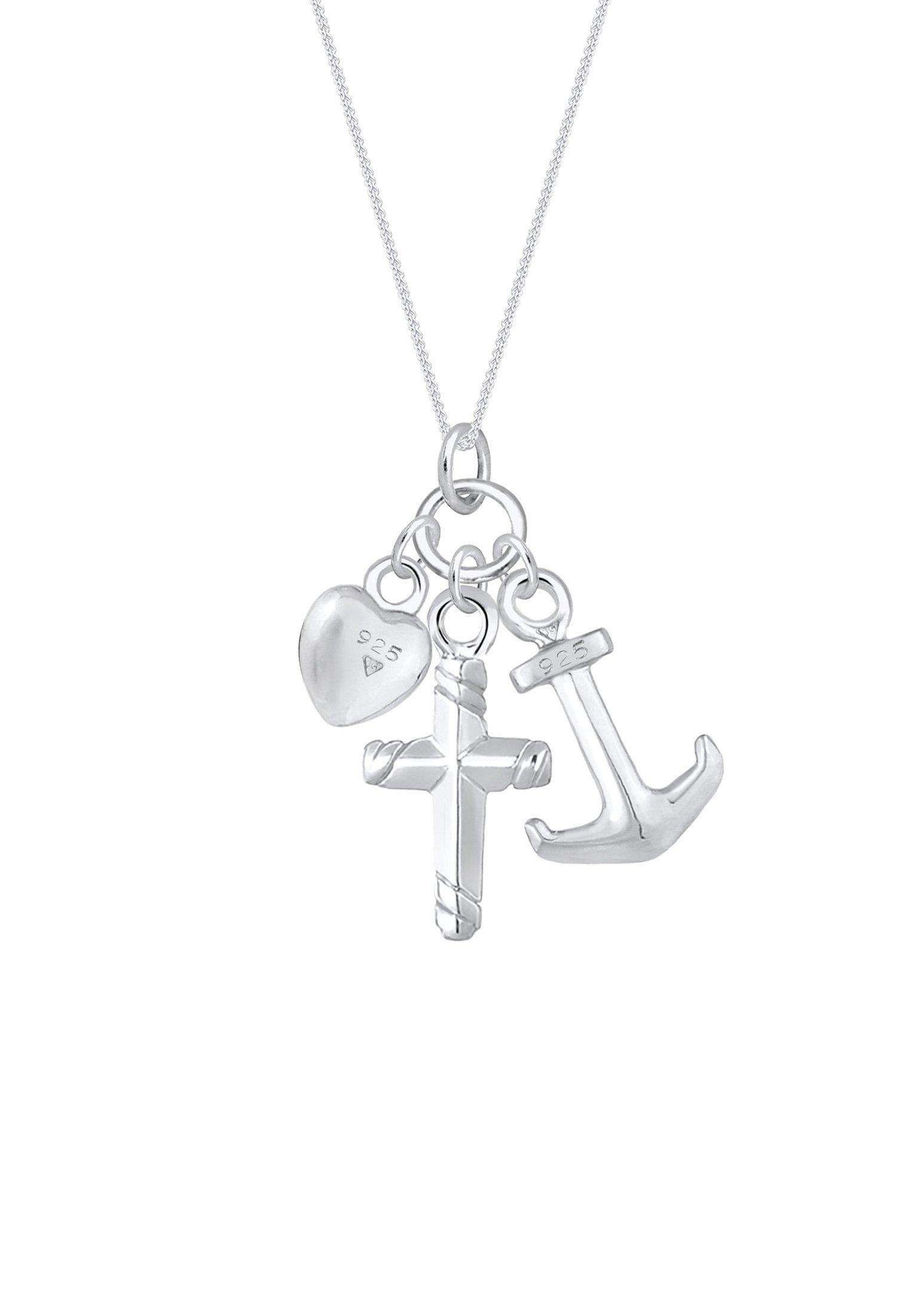 Elli Halskette Kreuz Herz Anker Glaube Liebe