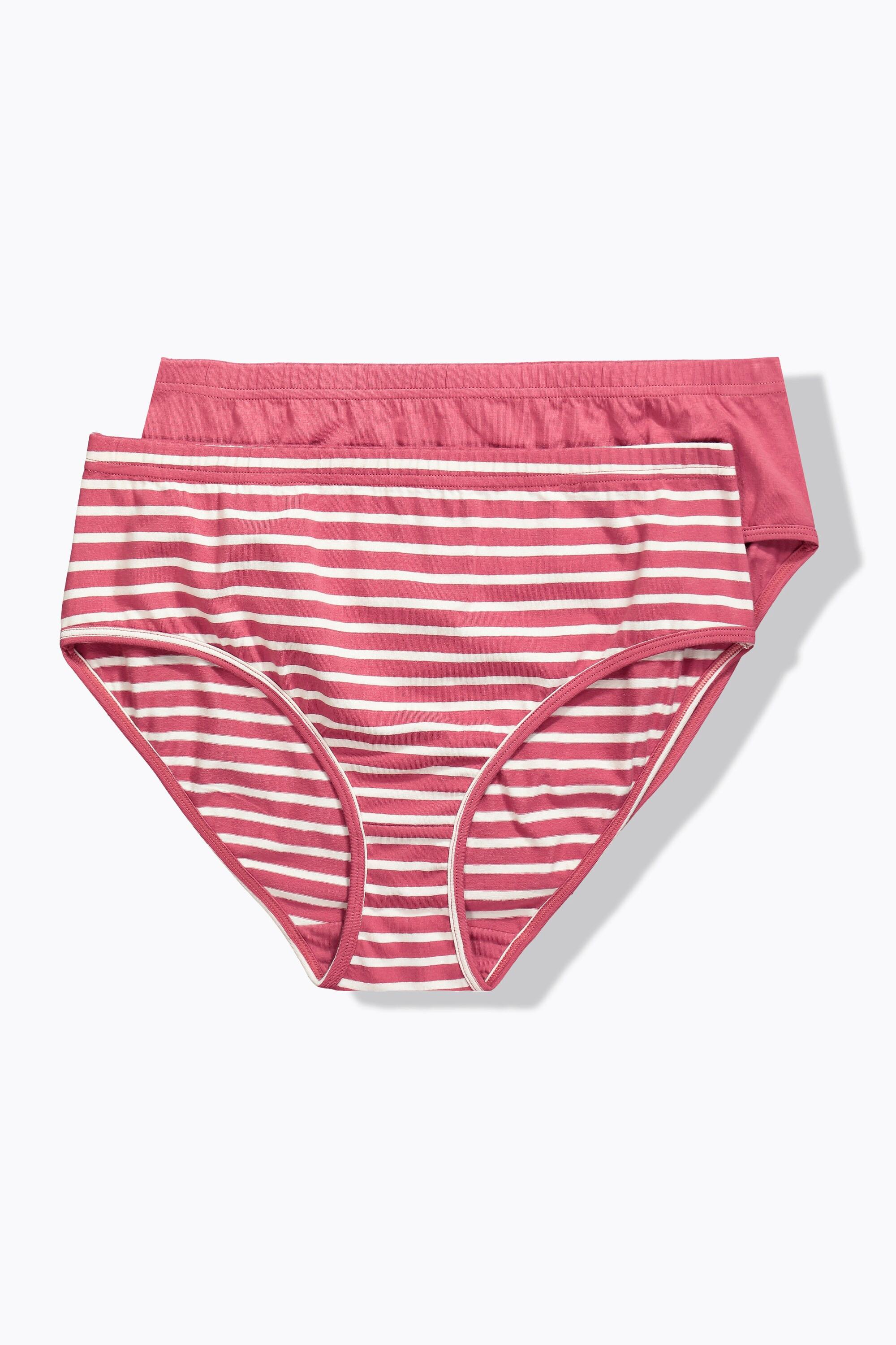 Ulla Popken Slip, 2er-Pack, Ringel/uni, Biobaumwolle