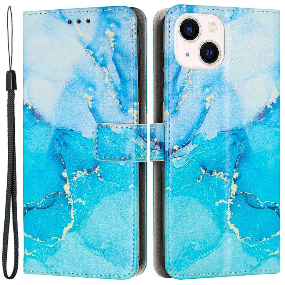Cover-Discount iPhone 14 Plus - Leder Hülle Blue Marble