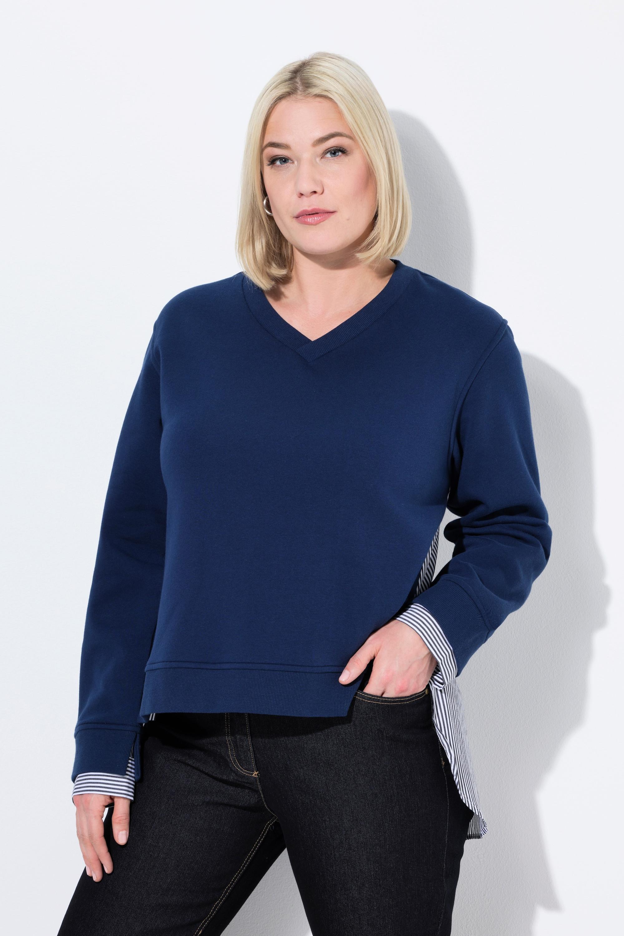 Ulla Popken 2-in-1-Sweatshirt, V-Ausschnitt, Langarm