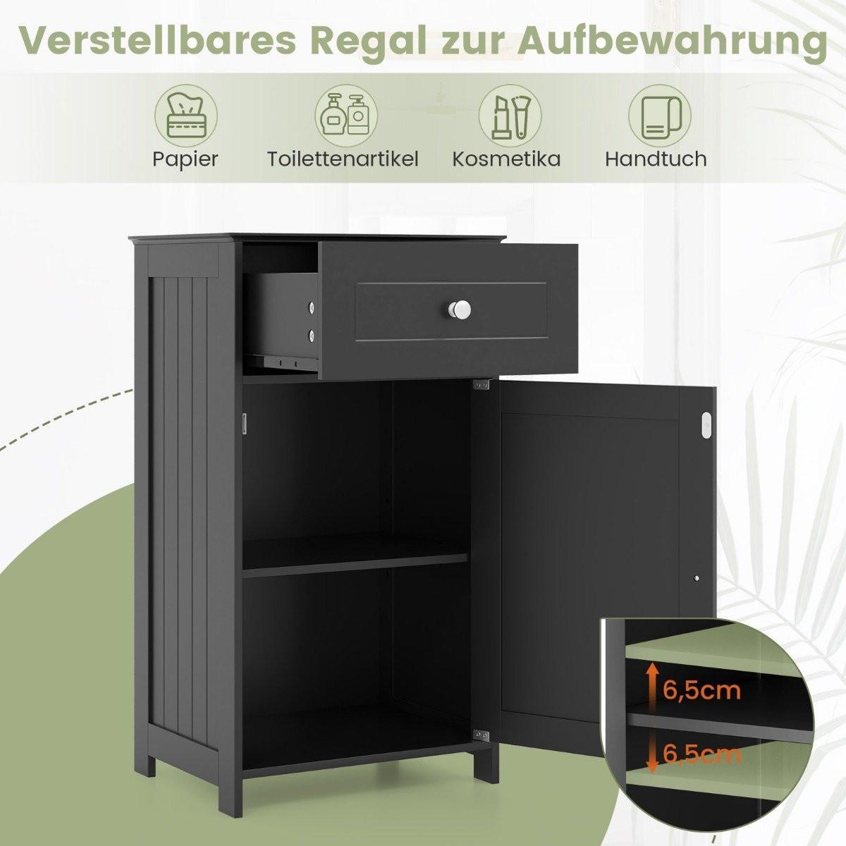 Northix Badezimmerschrank Badschrank schmal mit Schublade & Tür Schwarz