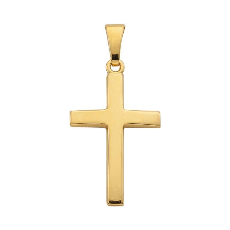 MUAU Schmuck Anhänger Kreuz Gelbgold 750, 24x12mm