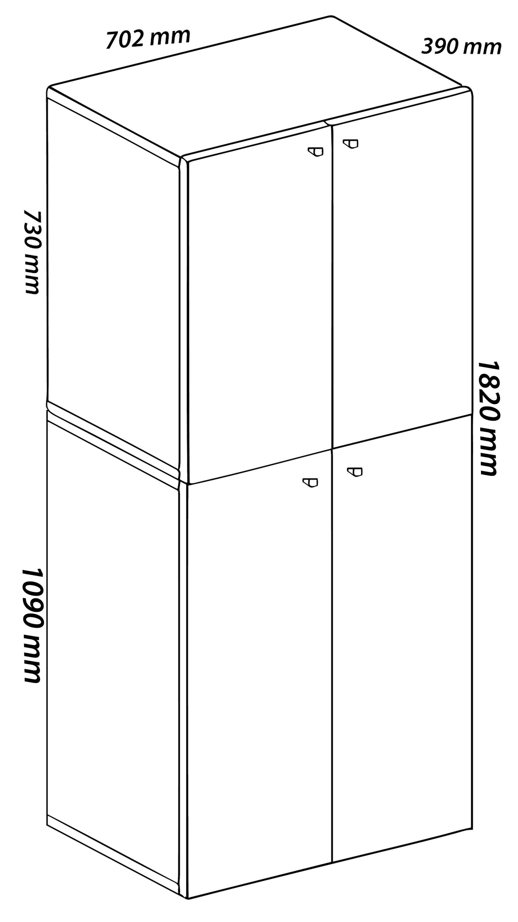 VCM Büroschrank mit 5 Fächern | moderner Aktenschrank mit Drehtüren | Maße ca. B. 70 x H. 184 x T. 40 cm – Lona 5-Fach