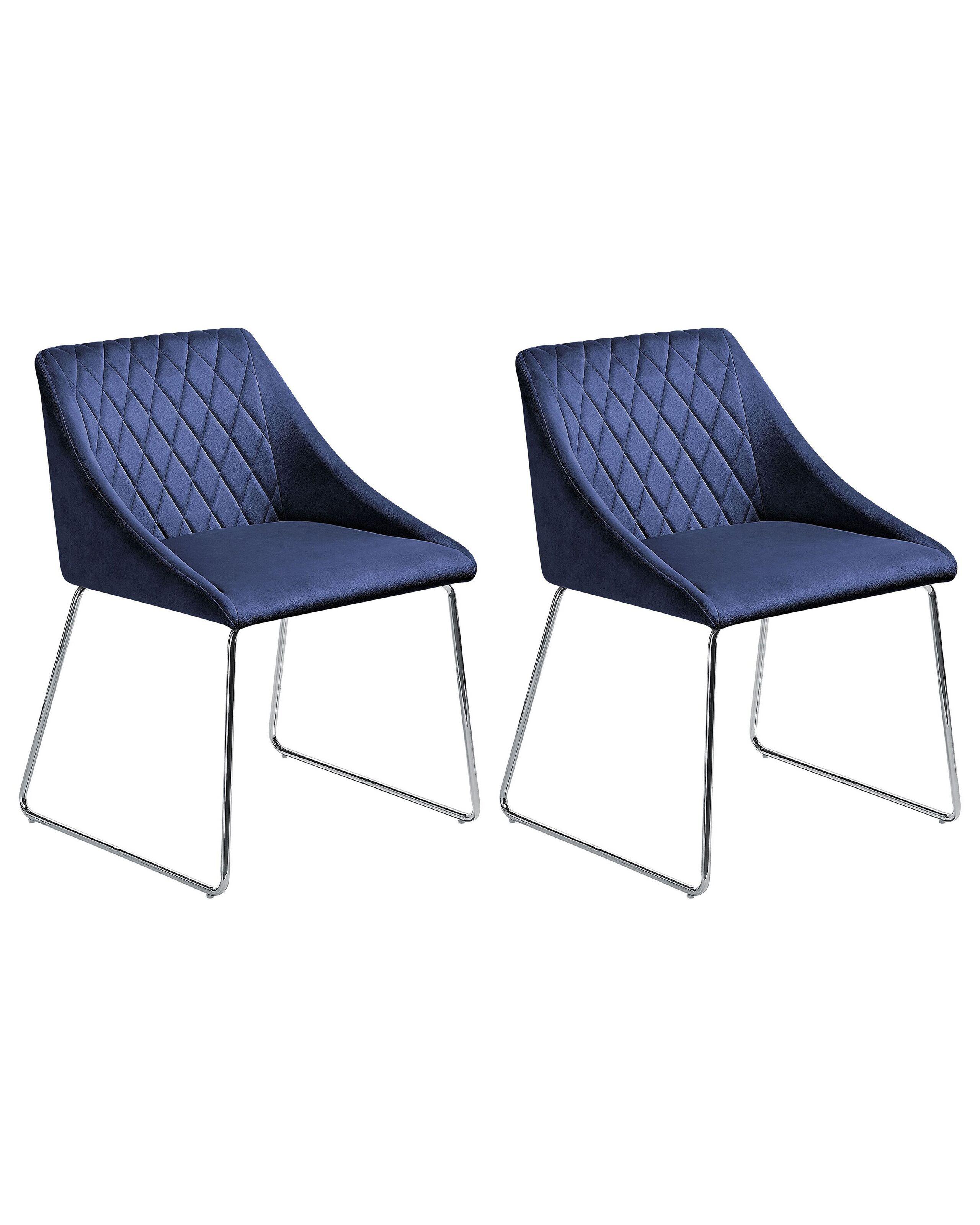 Beliani Esszimmerstuhl 2er Set aus Samtstoff Retro ARCATA