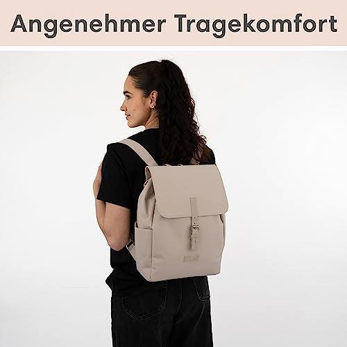 Only-bags.store Rucksack Klein Beige - Ida - Kleiner rucksack für Freizeit, Uni oder City - Mit Laptop Fach (bis 13