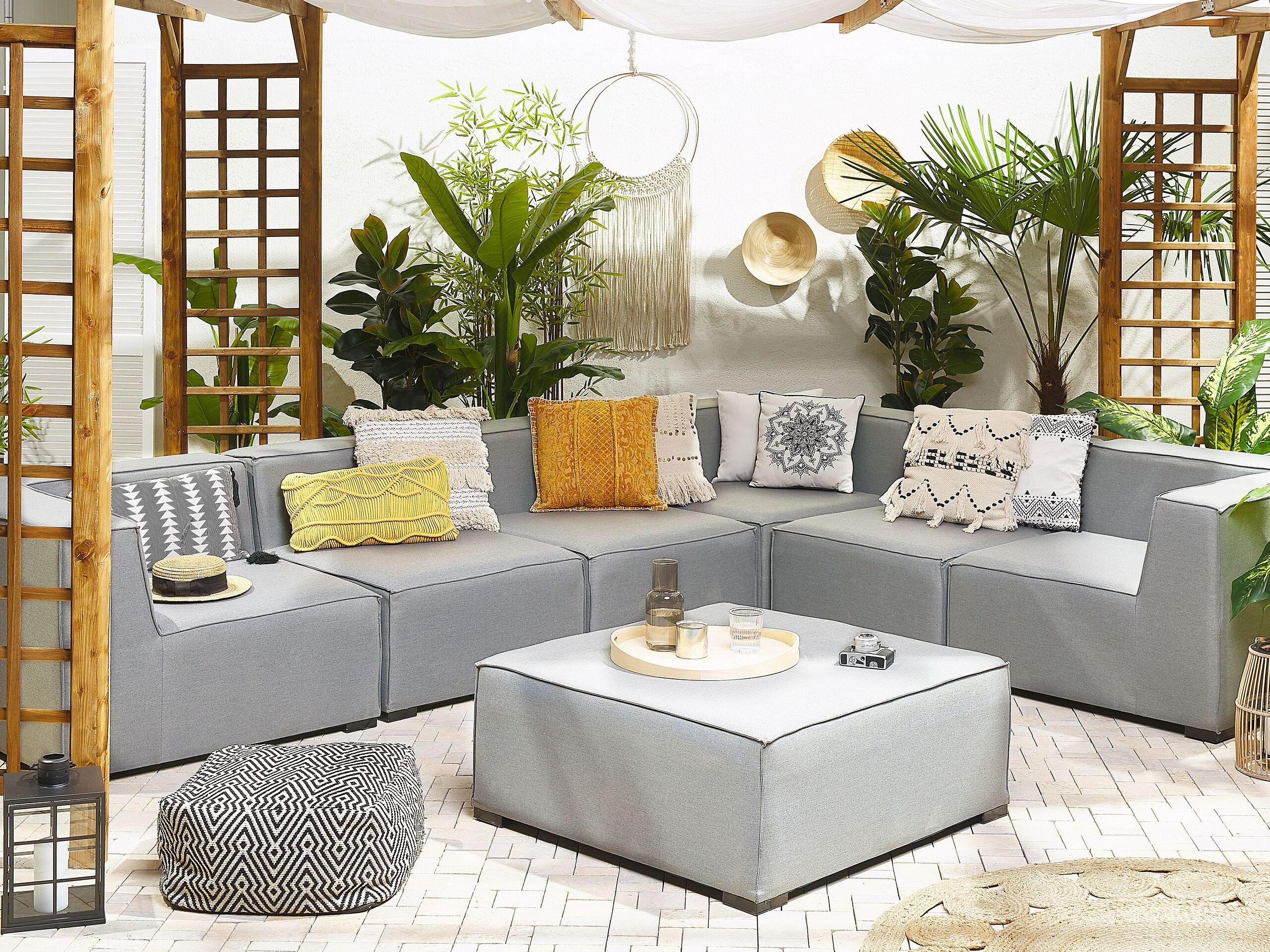 Beliani Ecksofa mit Ottomane aus Polyester Modern AREZZO