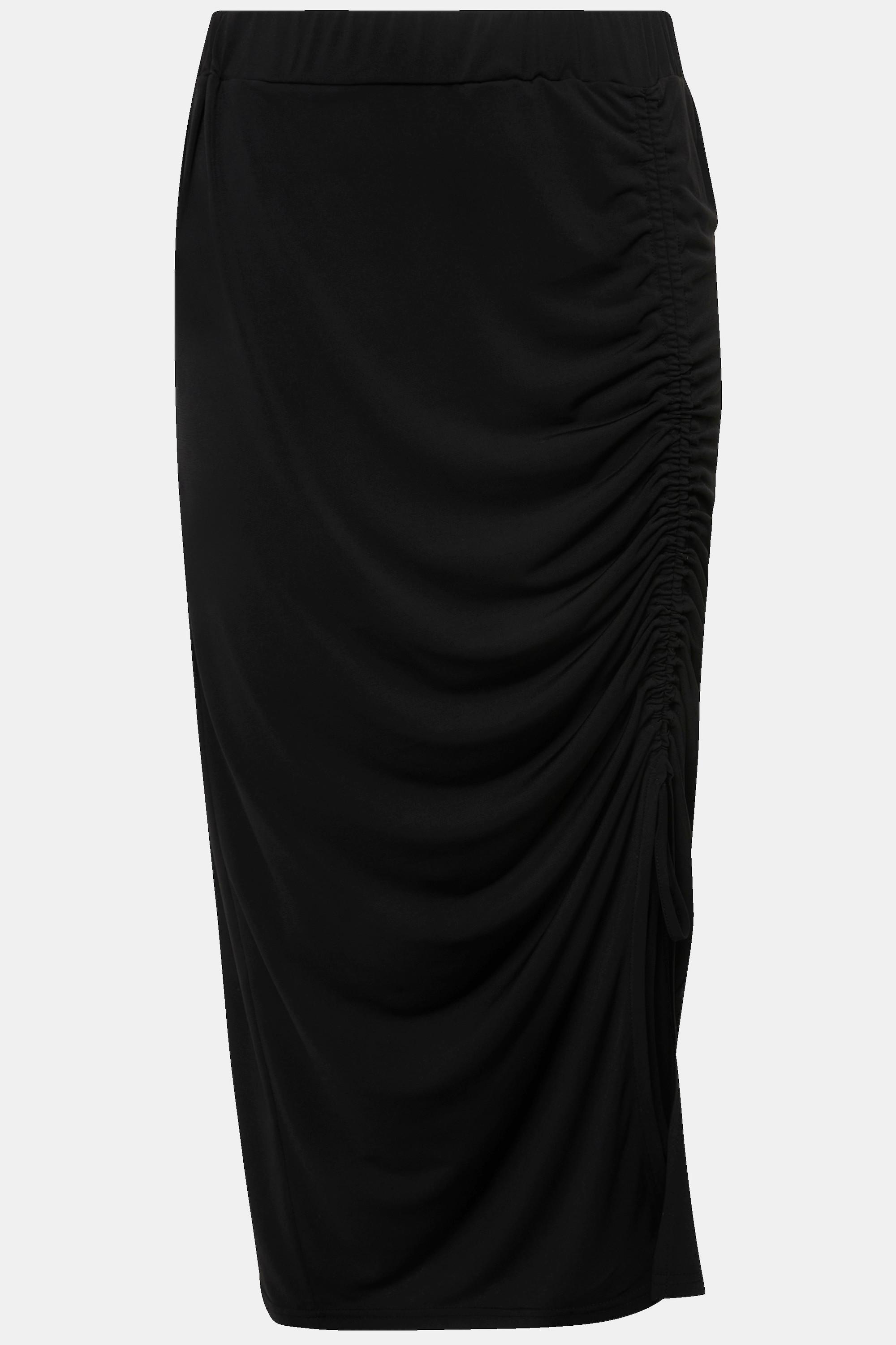 Ulla Popken Midirock, Schlitz, Raffung, Slim, Elastikbund