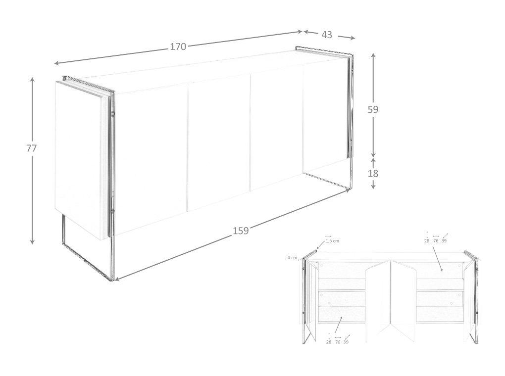 ANGEL CERDA Weißes Sideboard mit Glasseiten