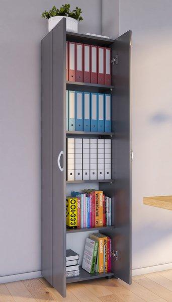 VCM Büroschrank mit 5 Fächern | moderner Aktenschrank mit Drehtüren | Maße ca. H. 178 x B. 49 x T. 34 cm – Ulas 5-Fach