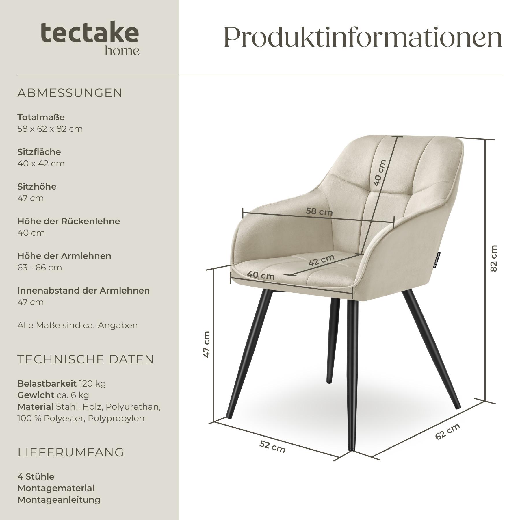 Tectake Stuhl Marilyn, Samtoptik, gesteppt