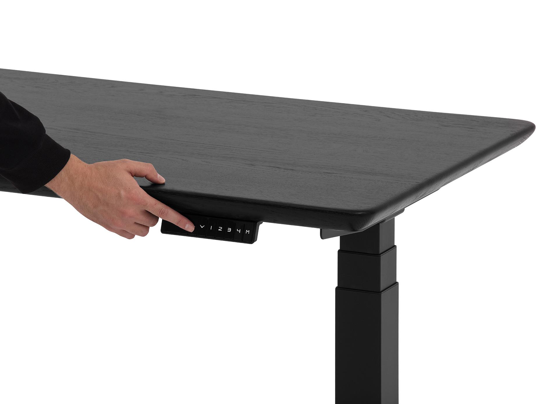 Oakywood Standing Desk Holztisch mit Höhenverstellung - aus Massivholz - Schwarz / 140x70 / Schwarz