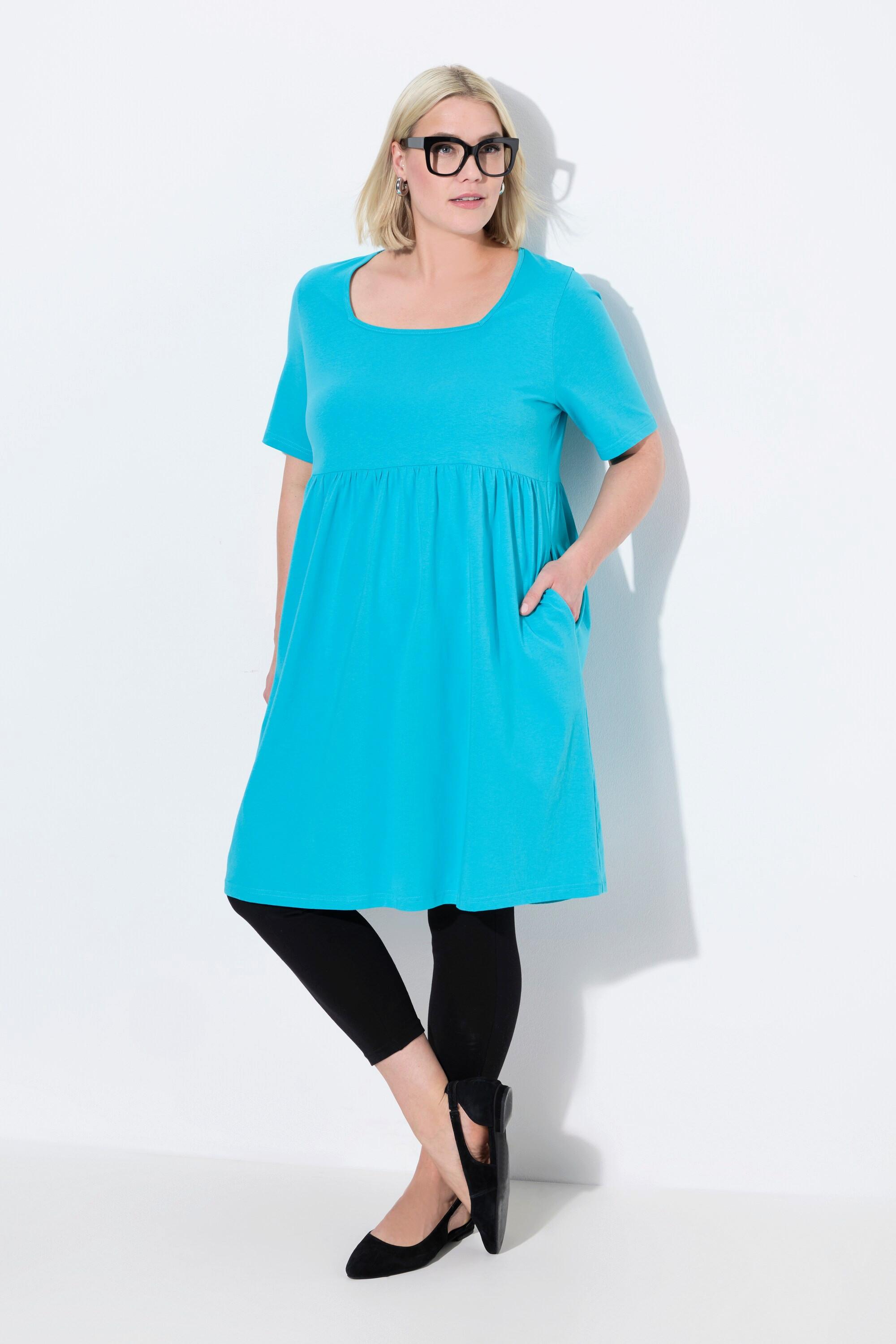 Ulla Popken A-Linie Carree-Ausschnitt Halbarm Kleid mit Taschen