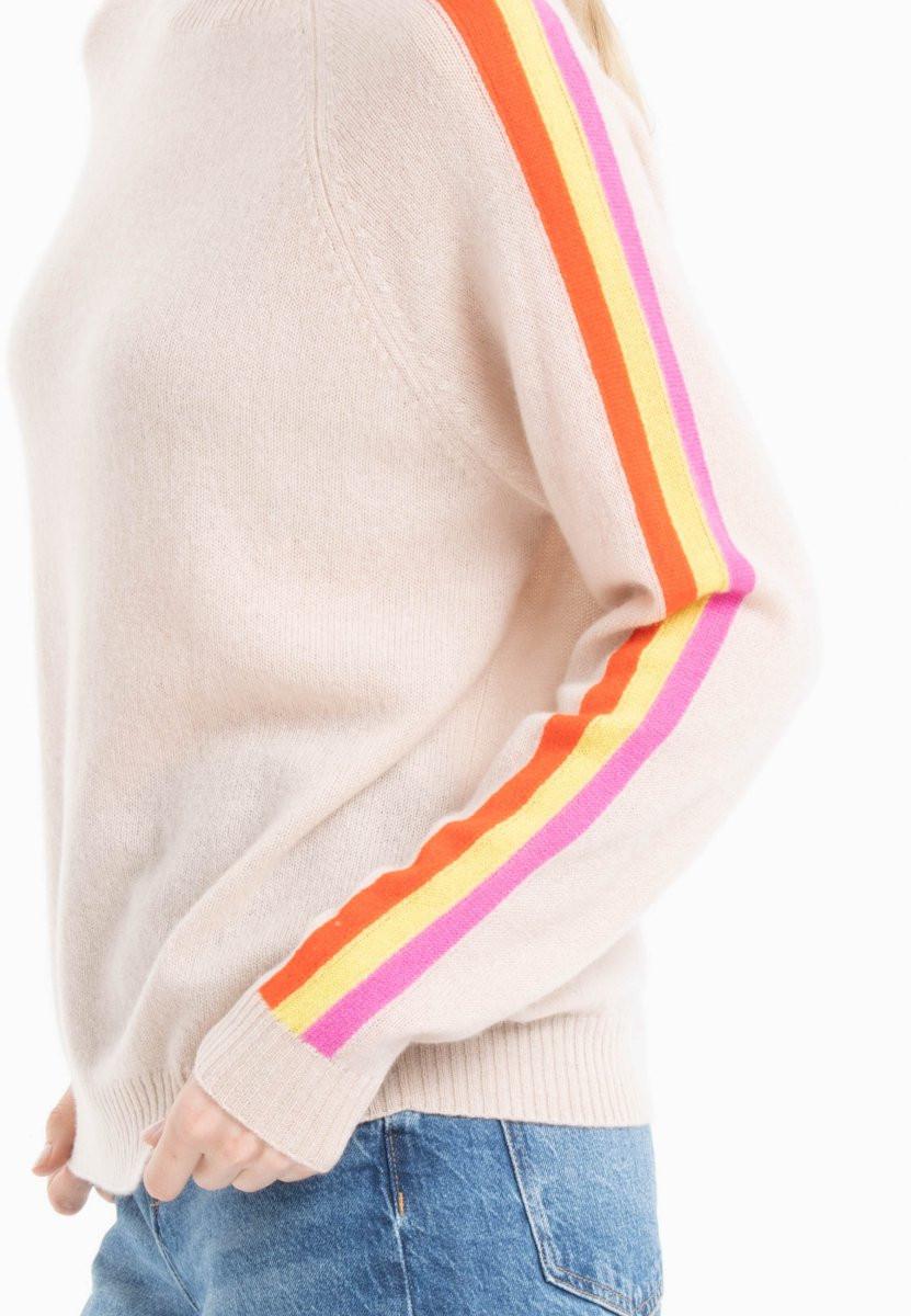 Studio Cashmere8 Rundhalspullover aus Kaschmir mit farbigem Streifen an den Ärmeln 2-fädig KELLY 30