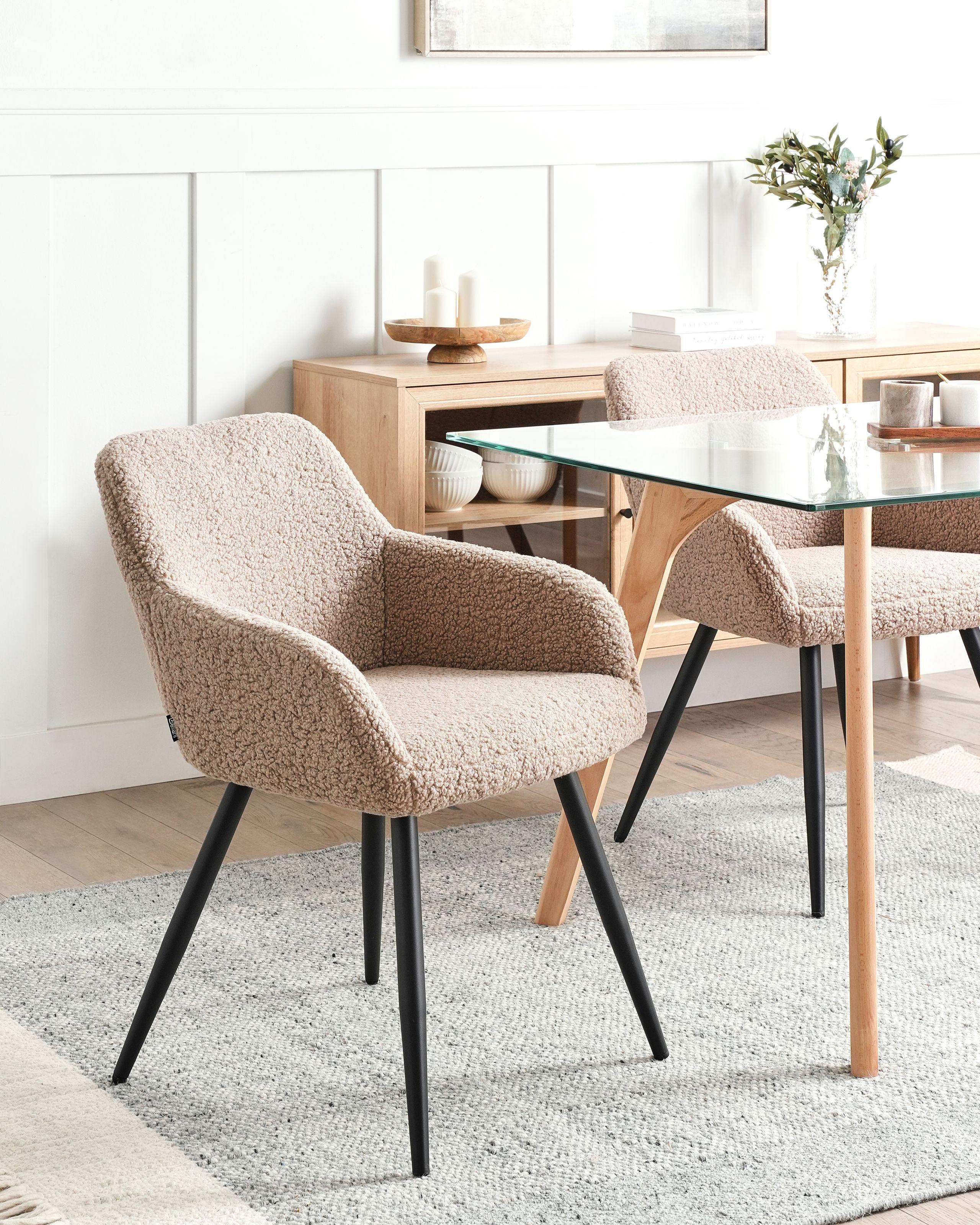 Beliani Esszimmerstuhl 2er Set aus Bouclé Modern CASMALIA