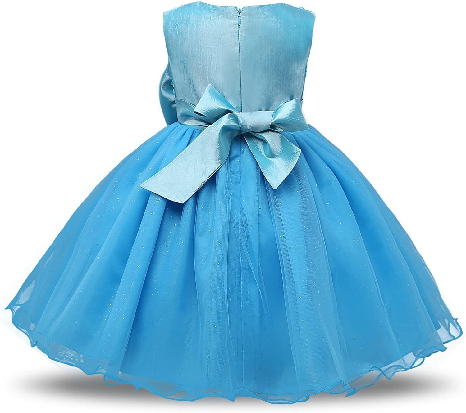 B2X Abendkleid mit Schleife und Blumen - Türkis (130)