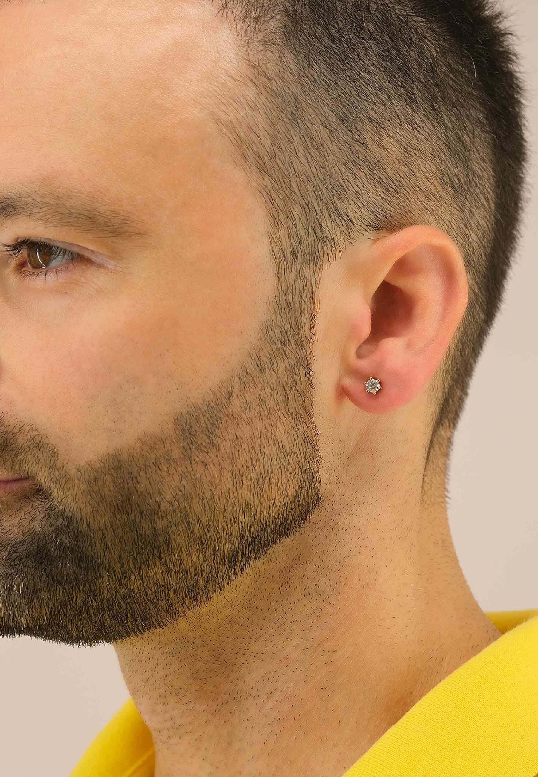 MUAU Schmuck Solitär Ohrstecker 6-Griff-Fassung Gelbgold 750 Brillanten 0.50ct. 6.5mm