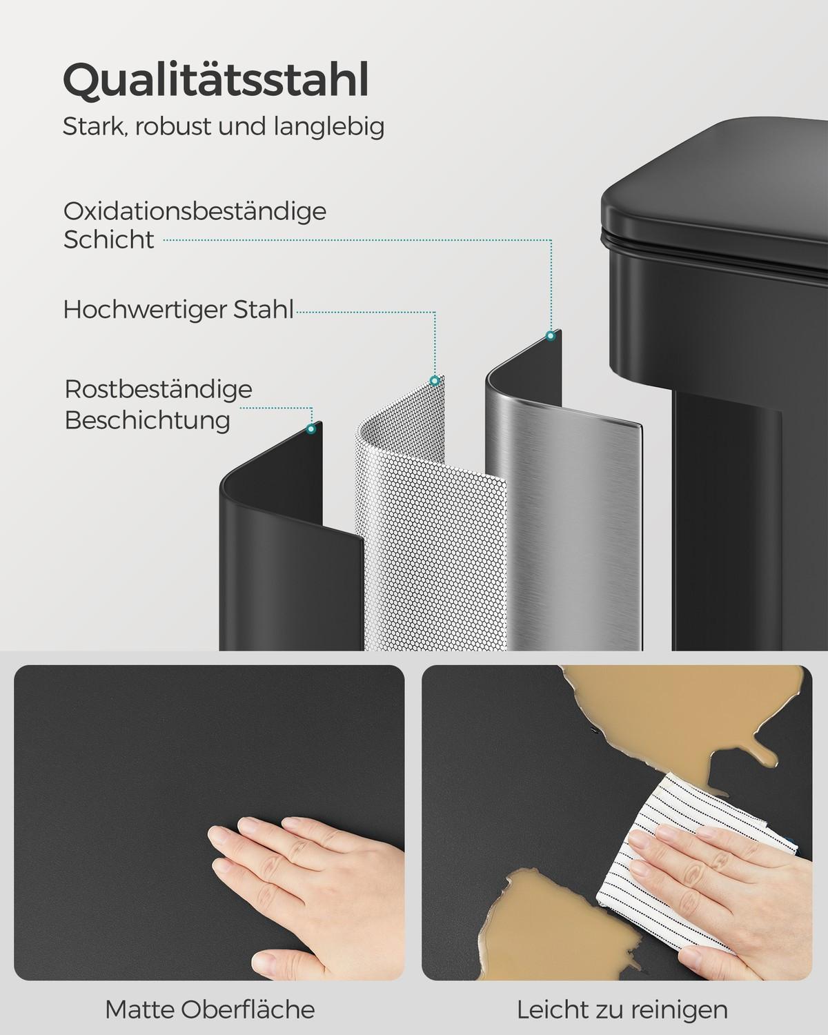 Pricenet 40-Liter-Küchenabfalleimer aus Stahl mit Soft-Close-Deckel