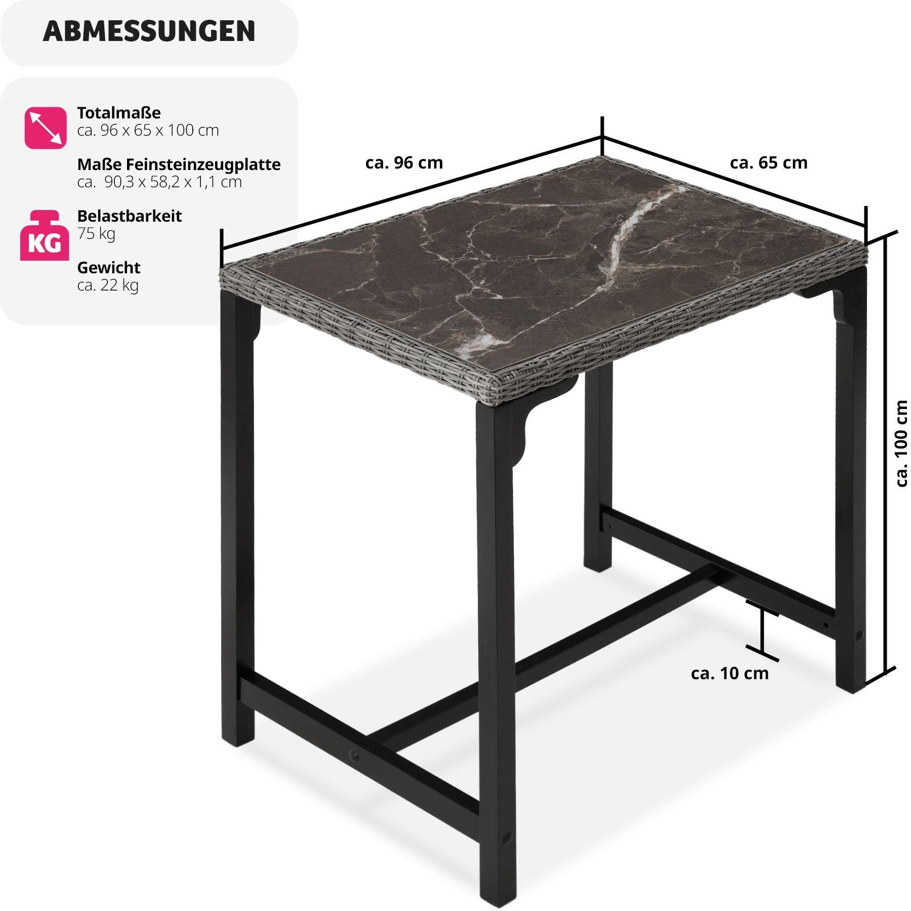 Tectake Rattan Bartisch Kutina 96x65x100cm