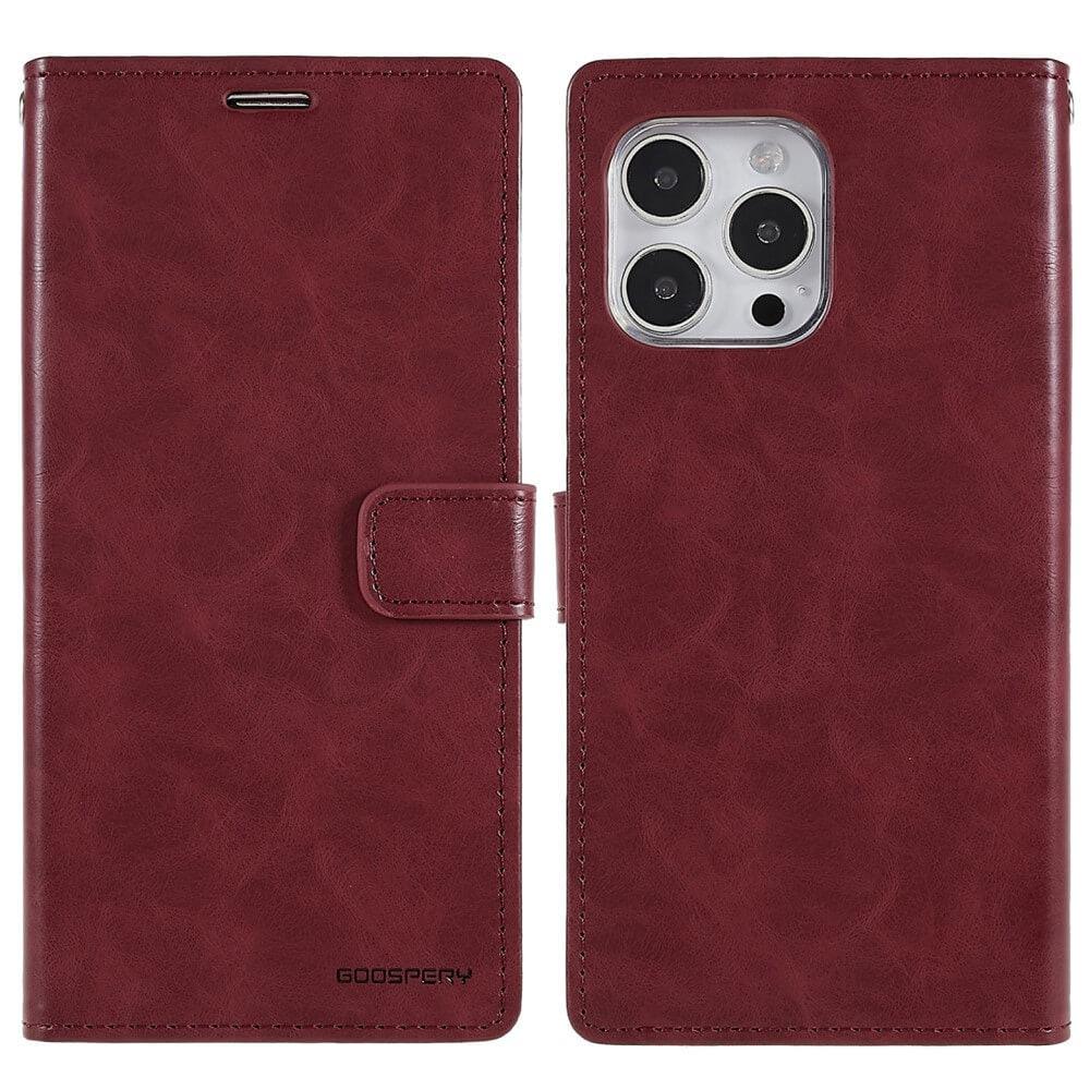 Mercury iPhone 14 Pro Max - Blue Moon Etui Hülle Weinrot