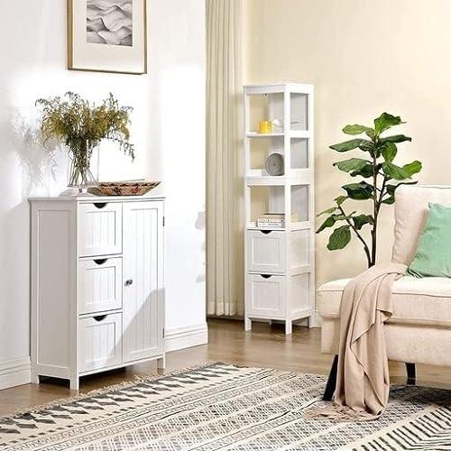 Pricenet Hoherer Badezimmerschrank mit herausnehmbaren Schubladen