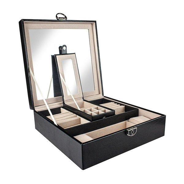 eStore Gesteppte Schmuckschatulle mit Reisebox - Schwarz