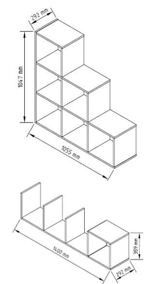 VCM Holzregal stehend | platzsparendes Regal | Maße: H. 139 x B. 143 x T. 29 cm | Elegantes Regal stehend | Aufbewahrungsregal | Bücherregal |