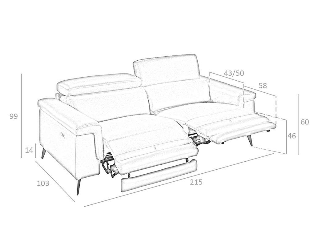 ANGEL CERDA 3-Sitzer-Sofa, gepolstert mit Rindsleder