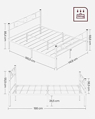 Pricenet Eleganter industrieller Doppelbettrahmen, Stahl, 225 kg