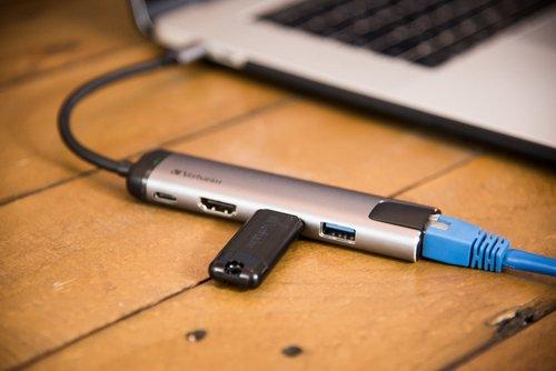 Verbatim USB-C ADAPTER USB 3.1 USB 3.0 X2HDMI RJ45