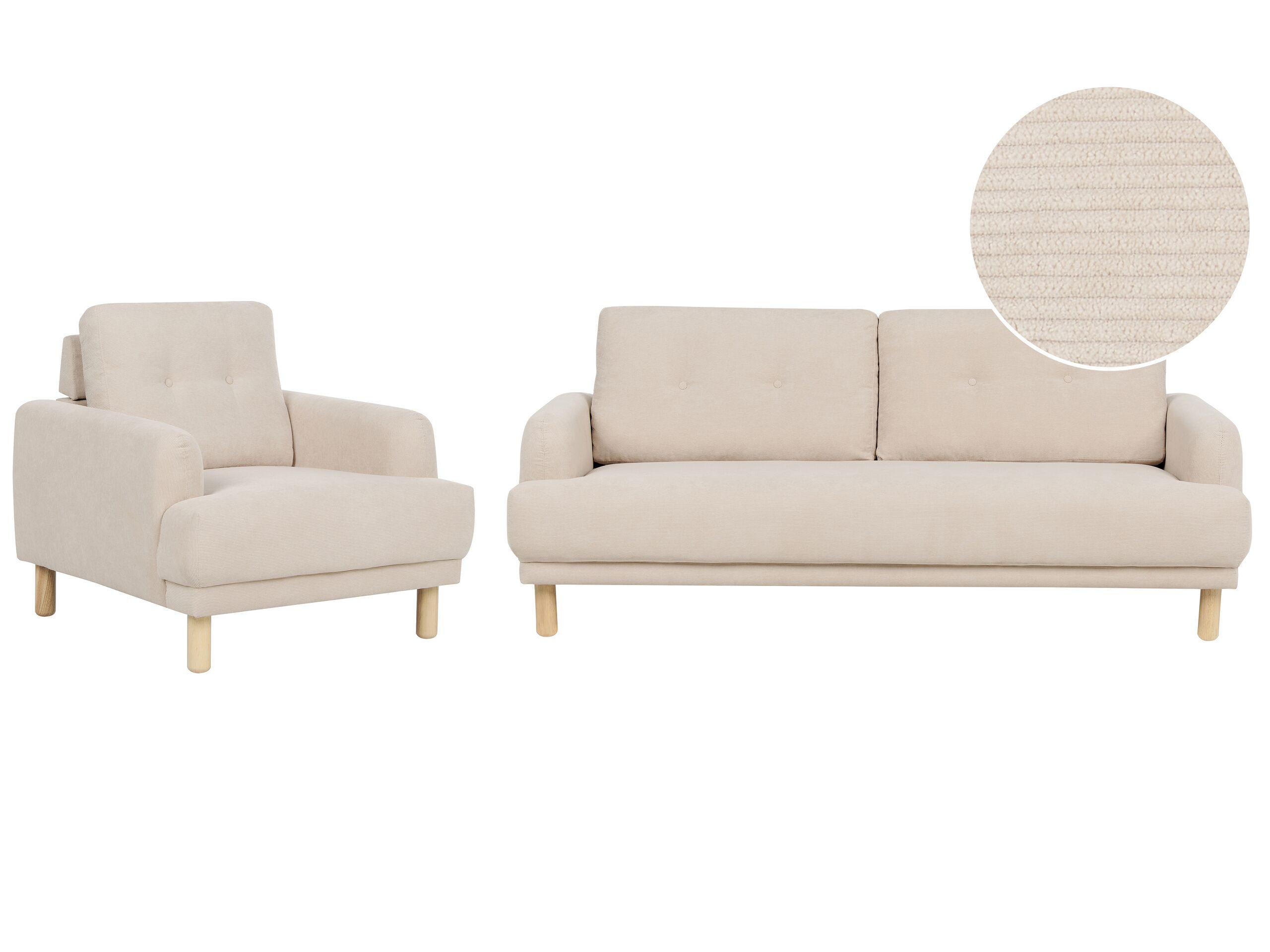 Beliani Wohnzimmer Set aus Cord Retro TUVE