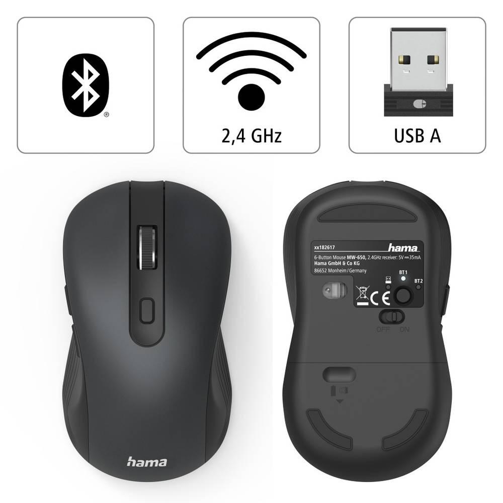 hama Optische 6-Tasten-Multi-Device-Maus MW-650, mit USB-A/Bluetooth