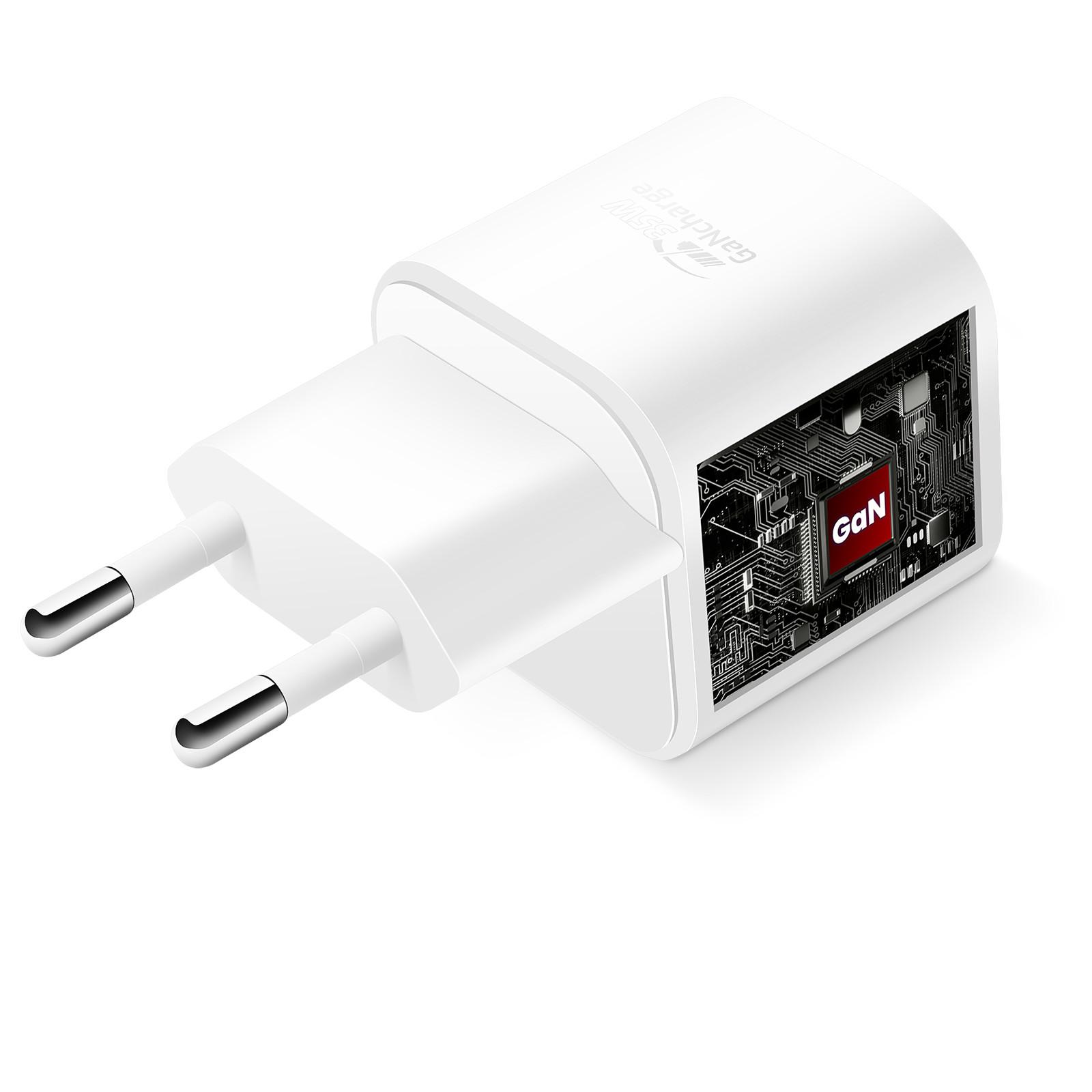 SWISSTEN GaN 35W USB + USB-C Netzteil Weiß