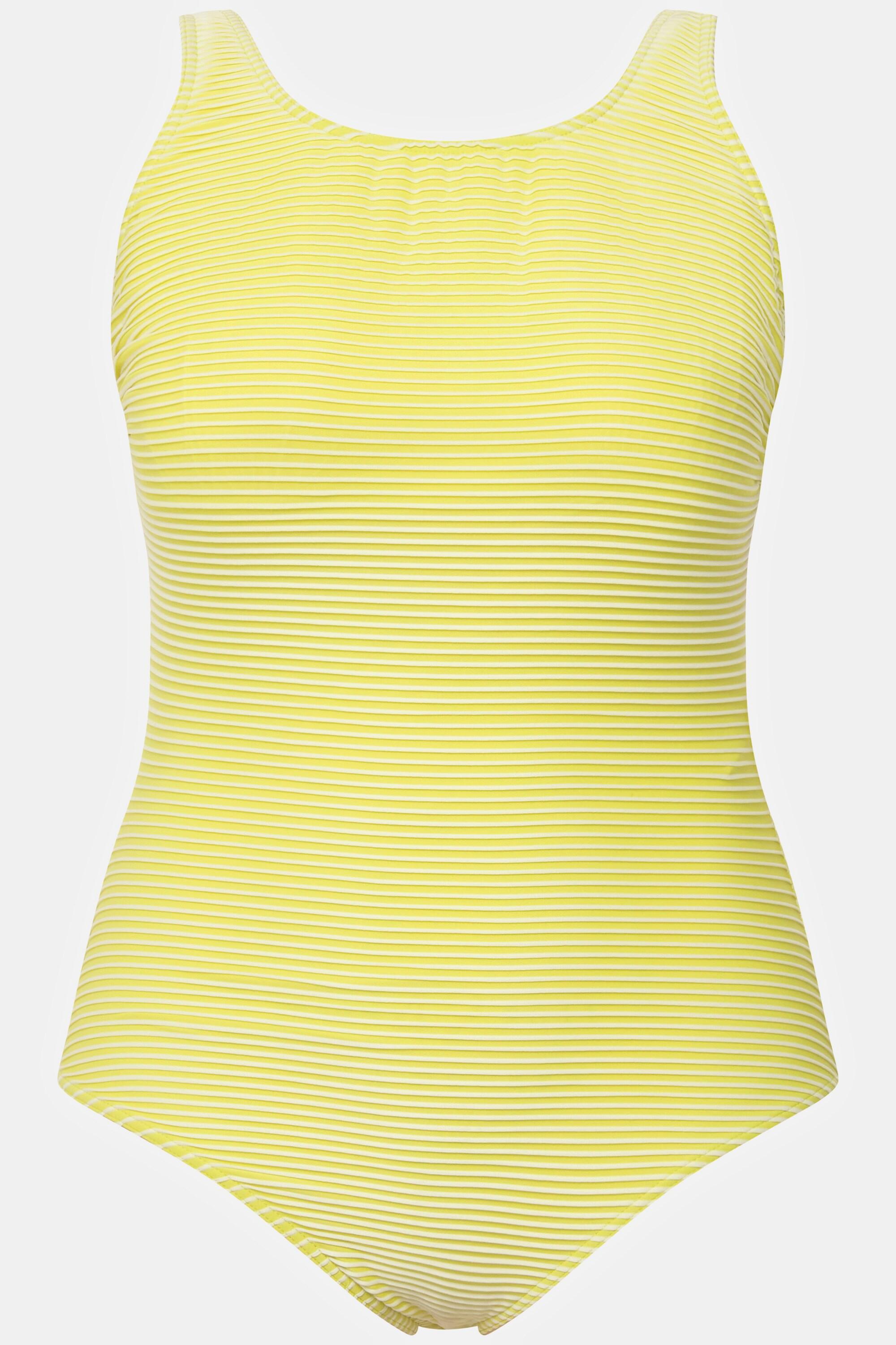 Ulla Popken Badeanzug, Streifen, Struktur, Softcups, Rundhals