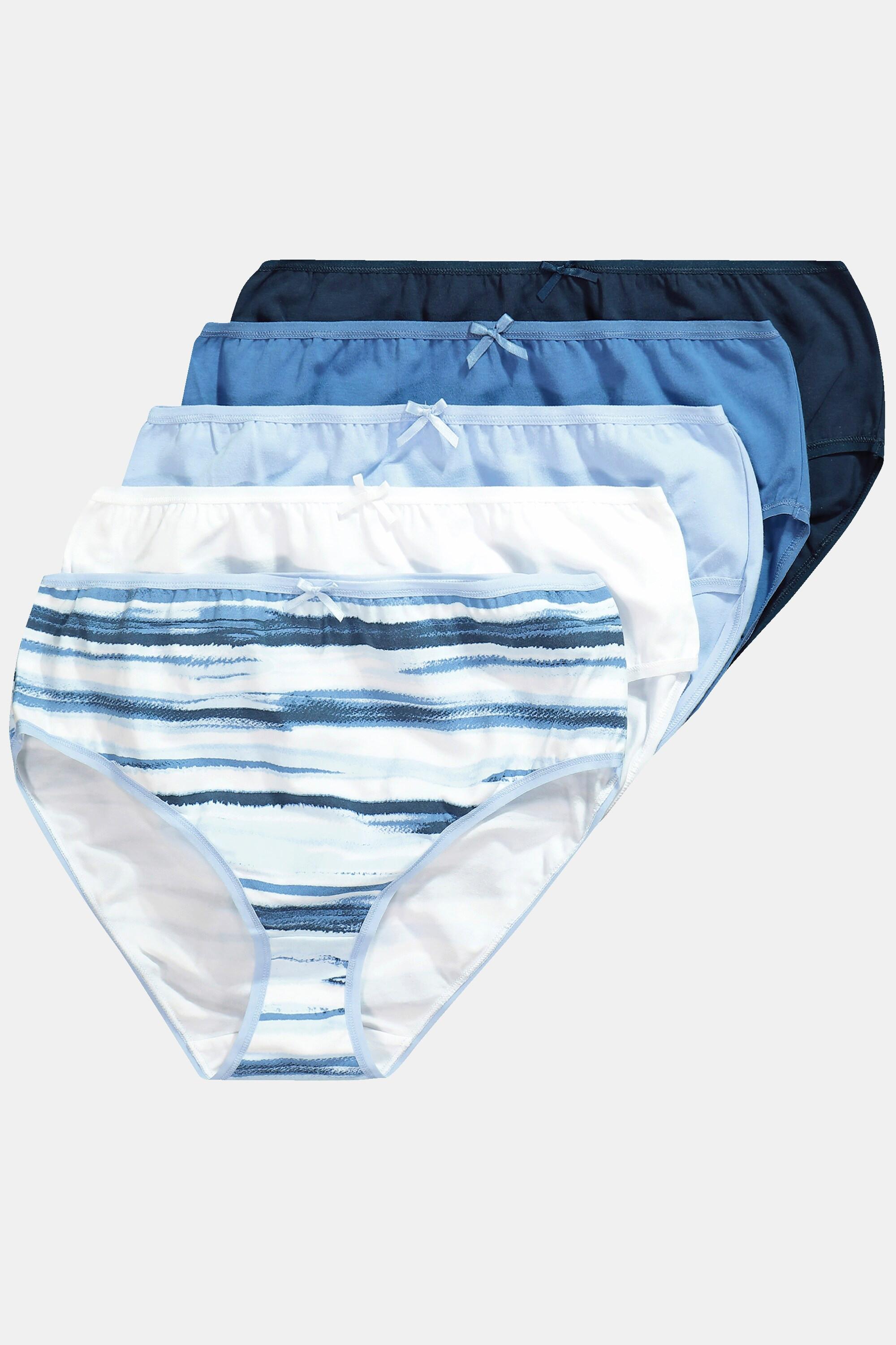 Ulla Popken Midislips, 5er-Pack, Marmorstreifen/uni