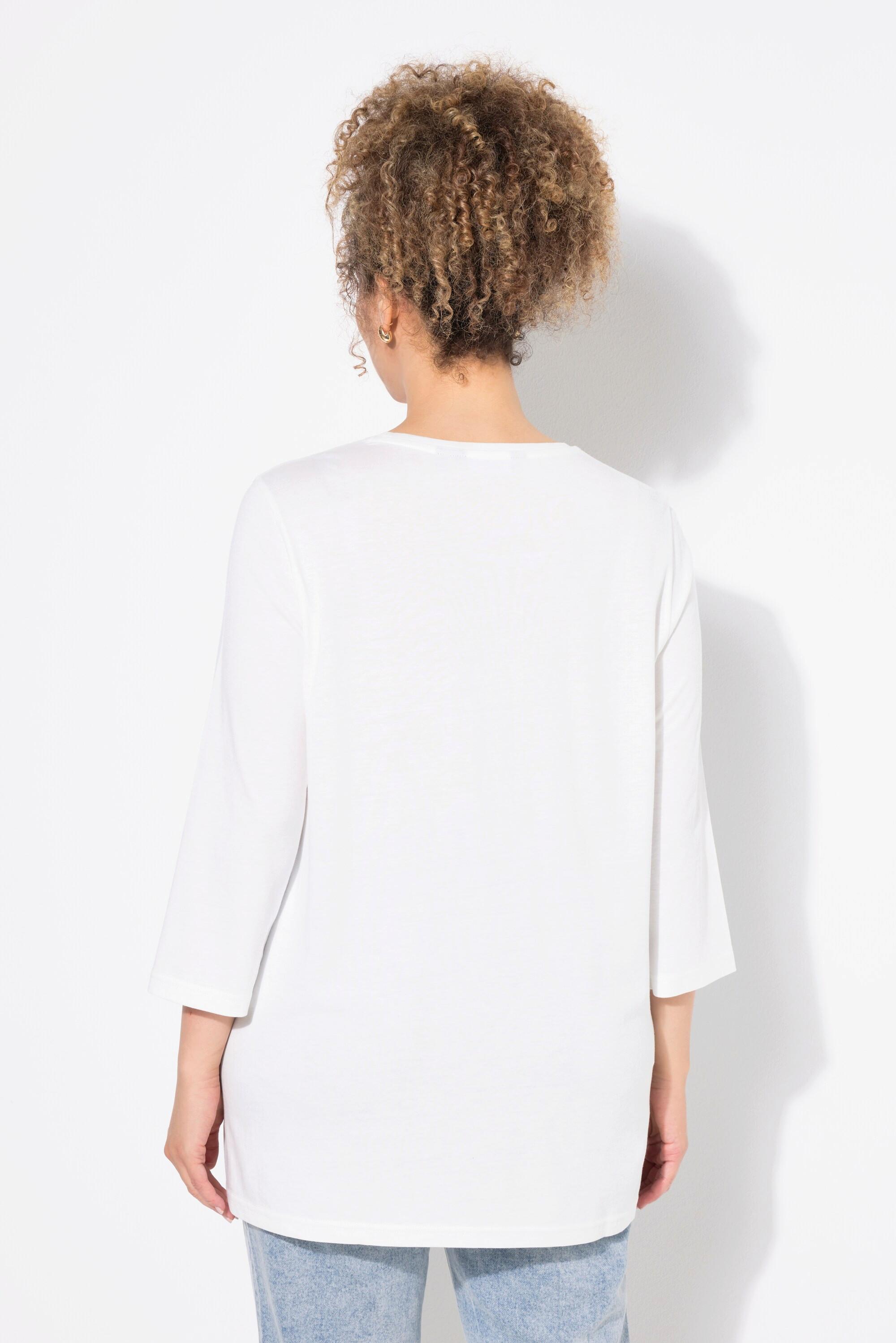 Ulla Popken Classic Blüten V-Ausschnitt 3/4-Arm Shirt