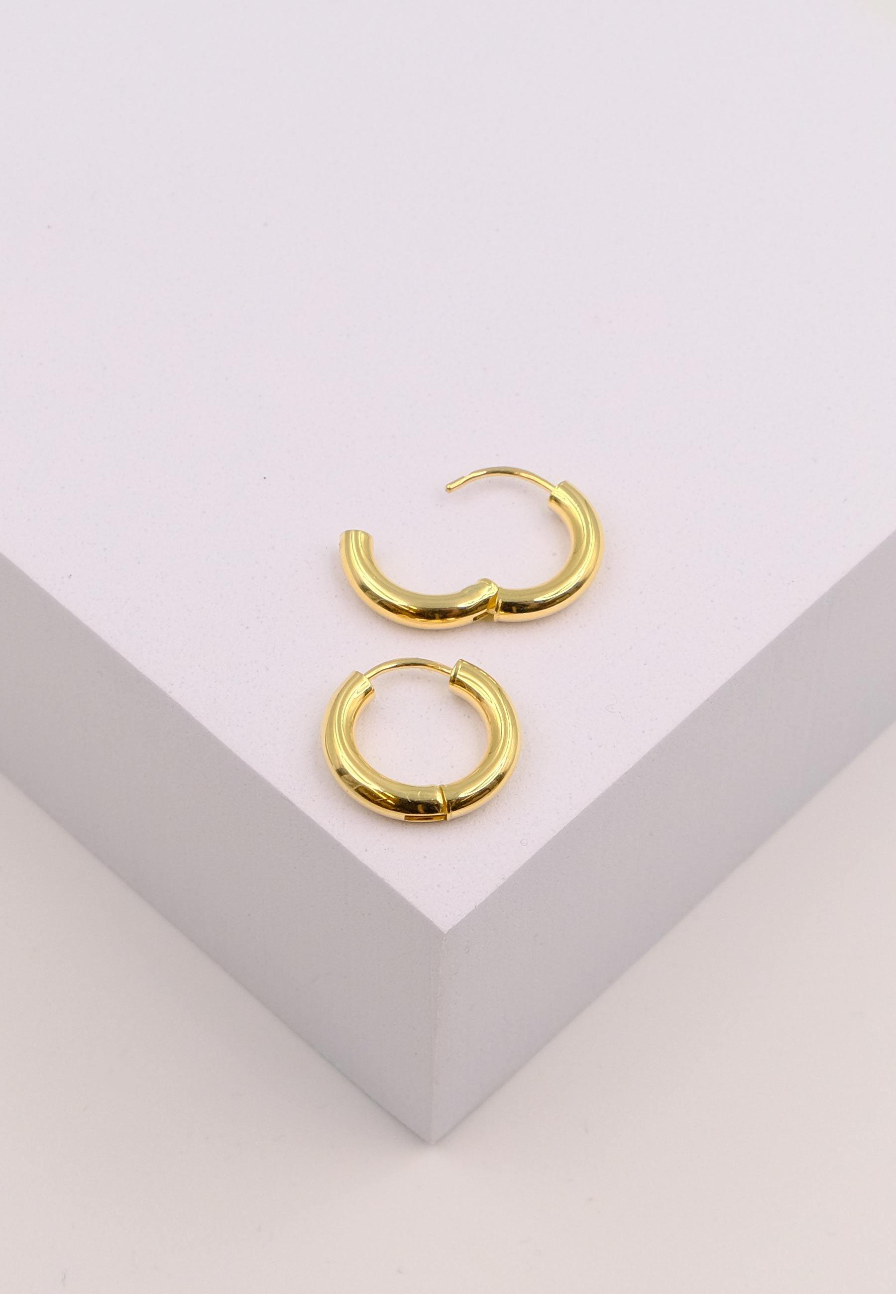 MUAU Schmuck Creolen Gelbgold 750 Runddraht Scharnier 16mm