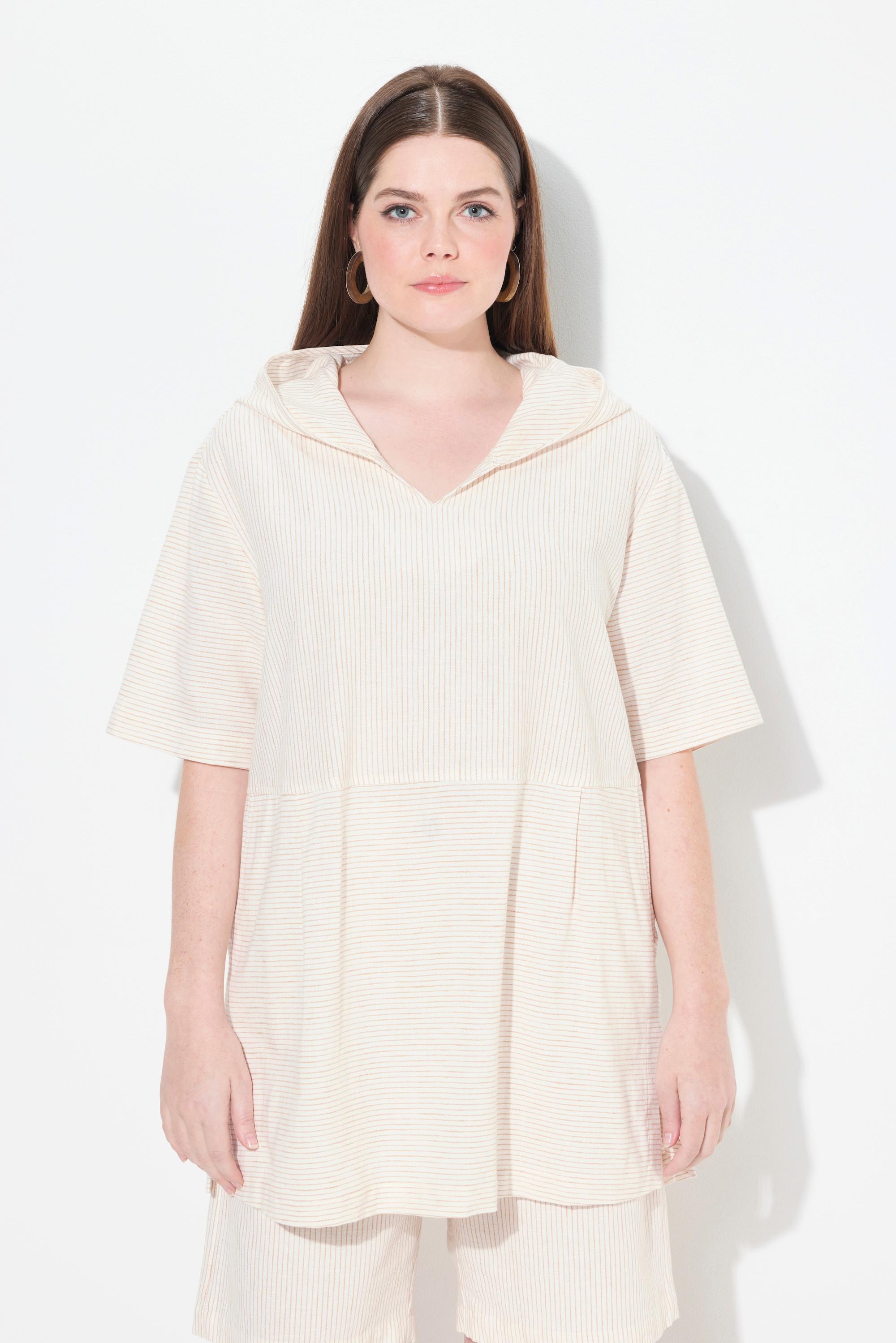 Ulla Popken Blusen-Tunika, Eggshape, Kapuze, Halbarm