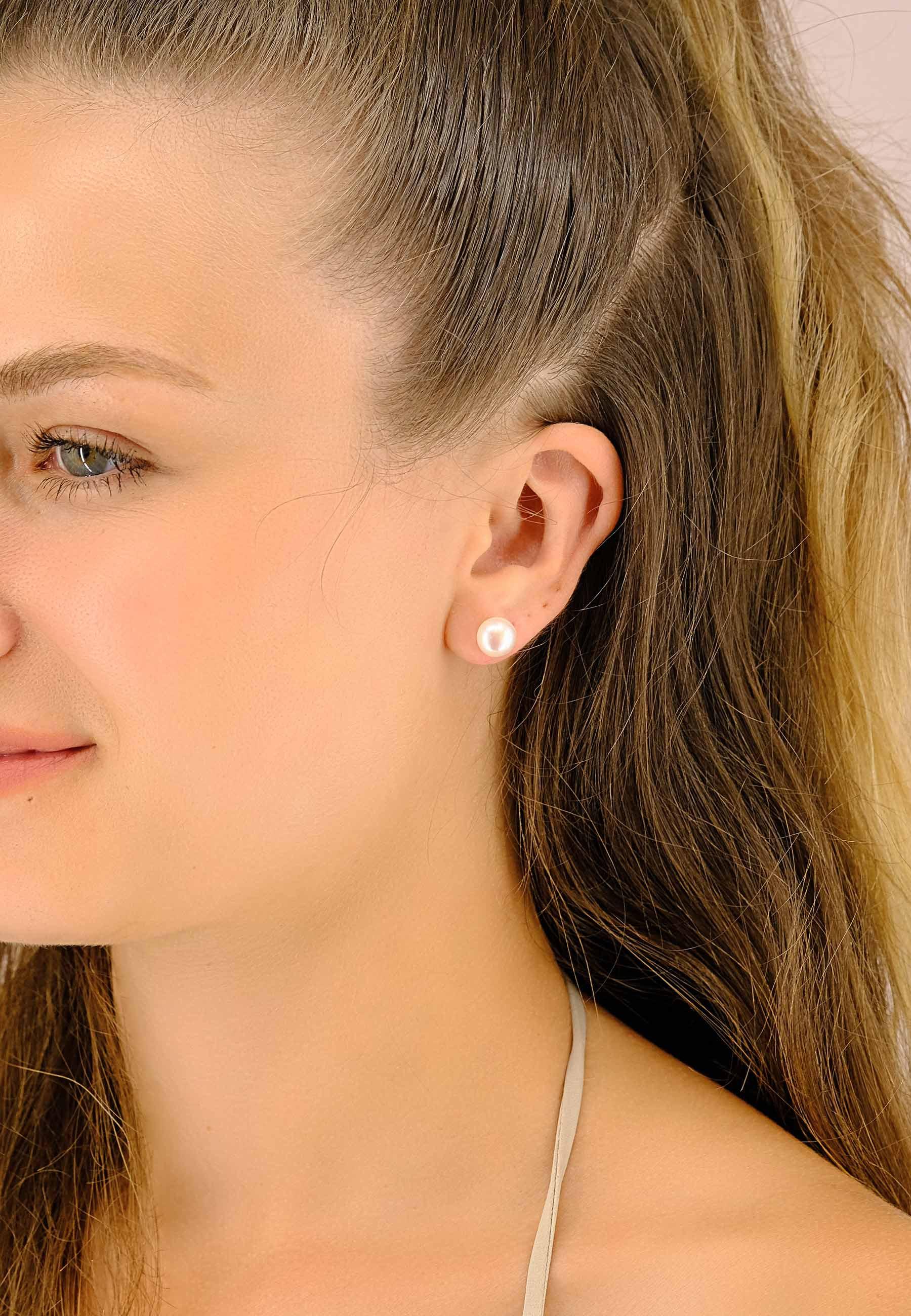 MUAU Schmuck Ohrstecker Gelbgold 750 Süsswasserperle 8-8.5mm