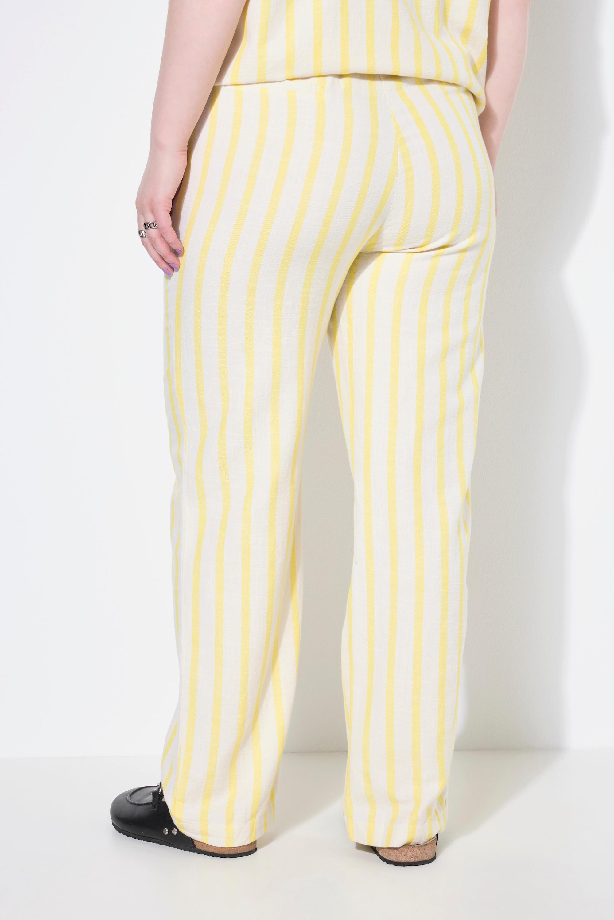 Studio Untold Hose, Wide Legs, Leinenoptik, Streifen