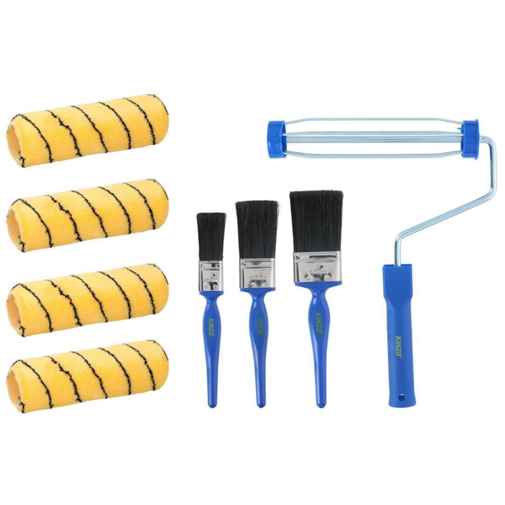KINZO Farbset, Rollenset mit Pinseln - 8 Teile