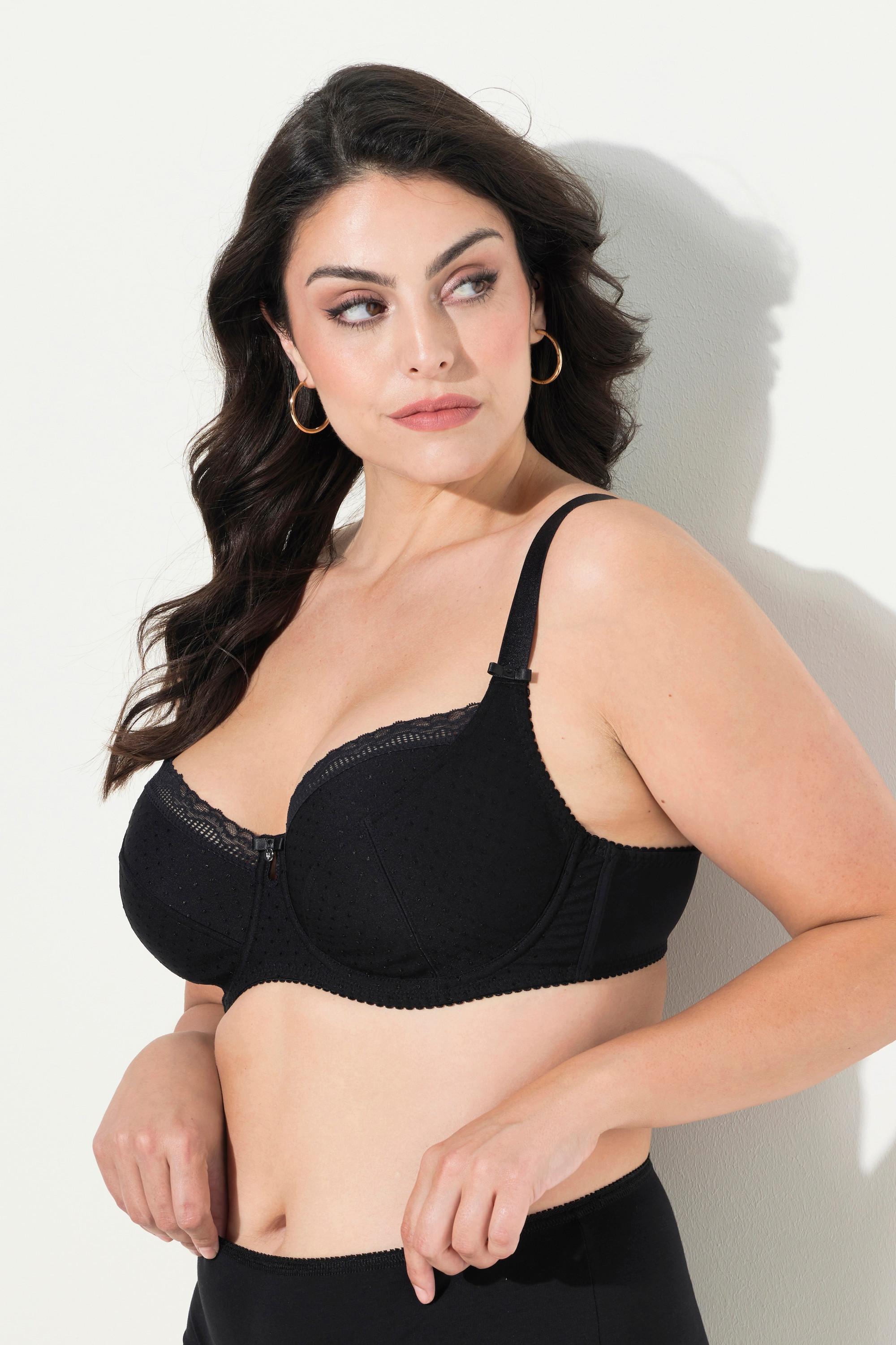 Ulla Popken Bügel-BH, Jacquard, Spitzenkante, Cup C - G